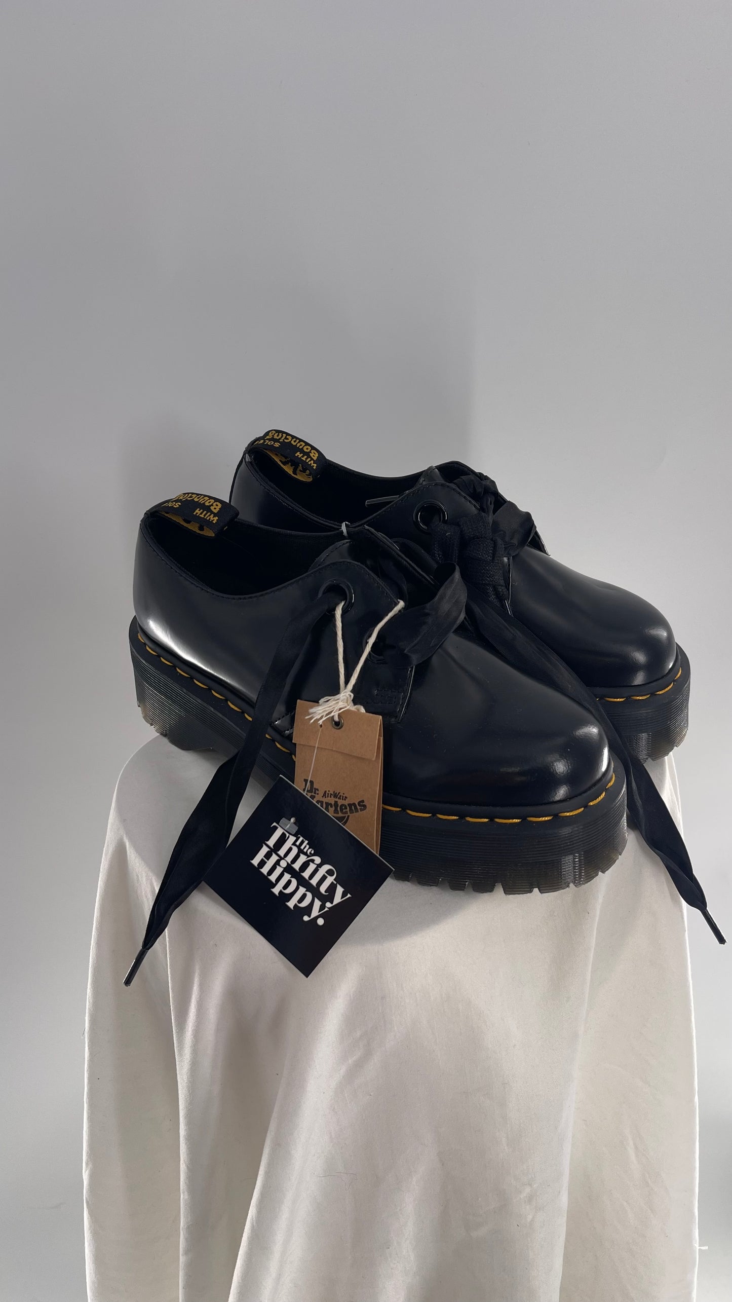 Dr.Martens  Black Patent Leather Holly Platform Oxford(8)