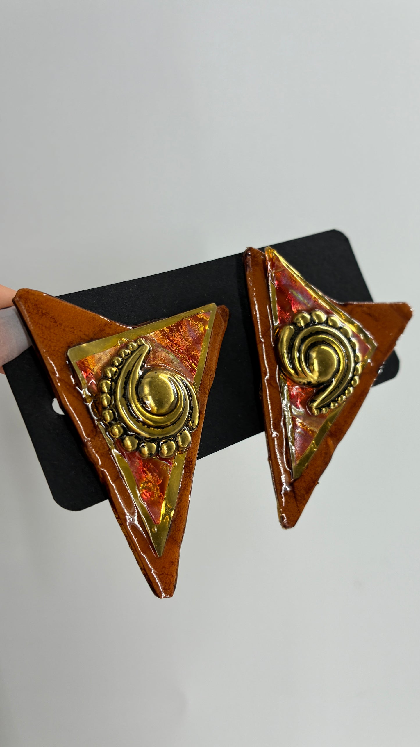 Vintage Oversized Statement Triangle Earrings