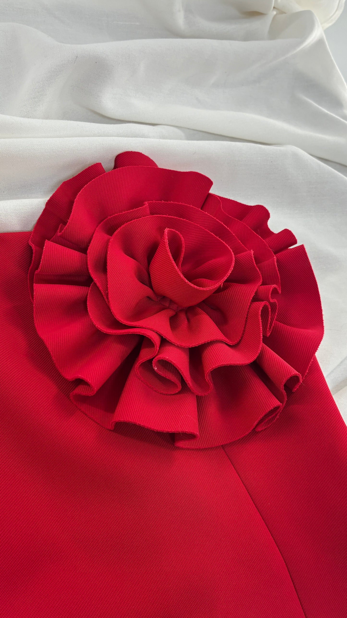 ZARA Red Corset with Oversized Rosette Detail and tags attached  (Small)