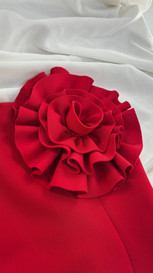 ZARA Red Corset with Oversized Rosette Detail and tags attached  (Small)
