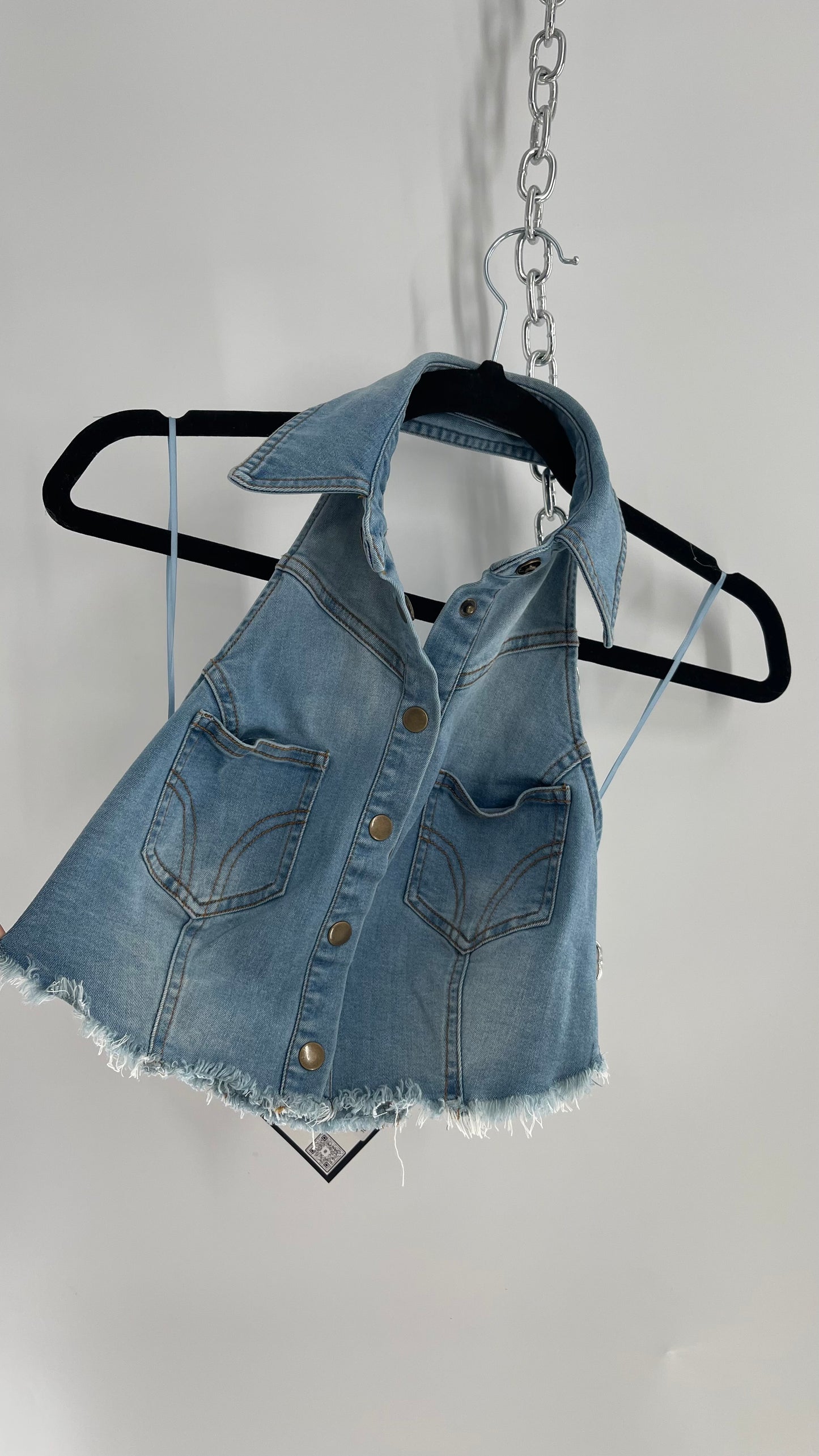 Urban Outiftters Vintage Style Reworked Light Wash Denim Vest (Small)