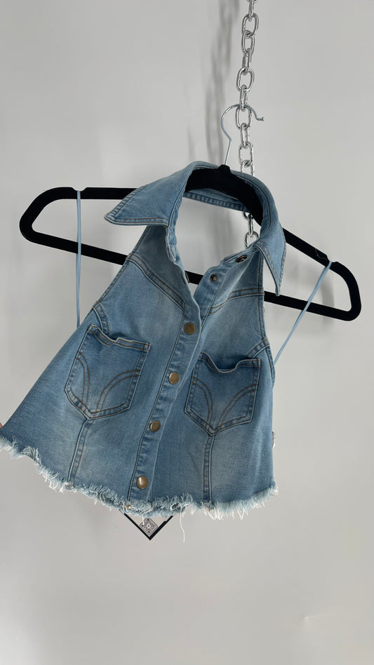 Urban Outiftters Vintage Style Reworked Light Wash Denim Vest (Small)