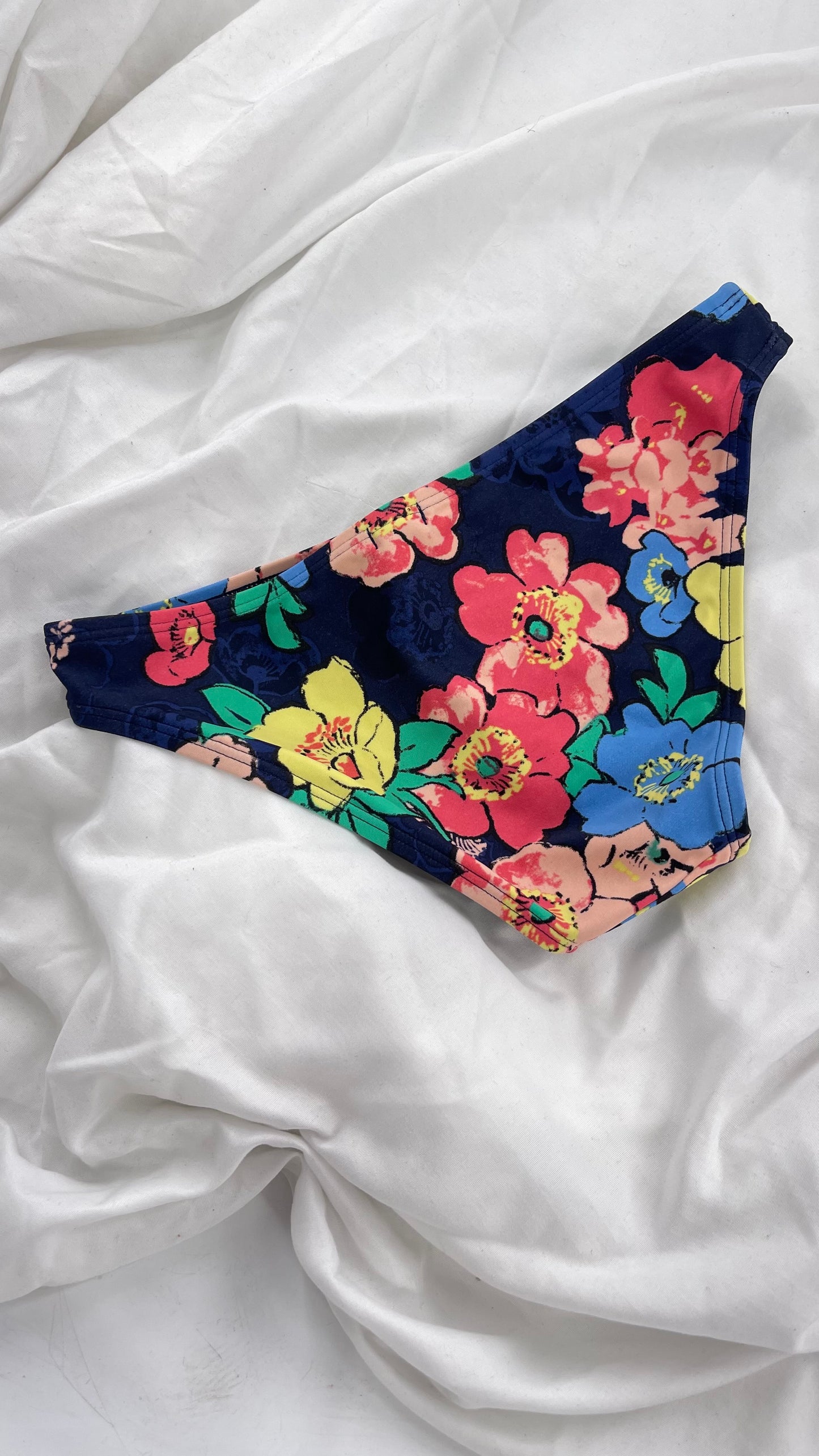 AERIE Navy Swim Bottoms with Contrasting Florals (XS)