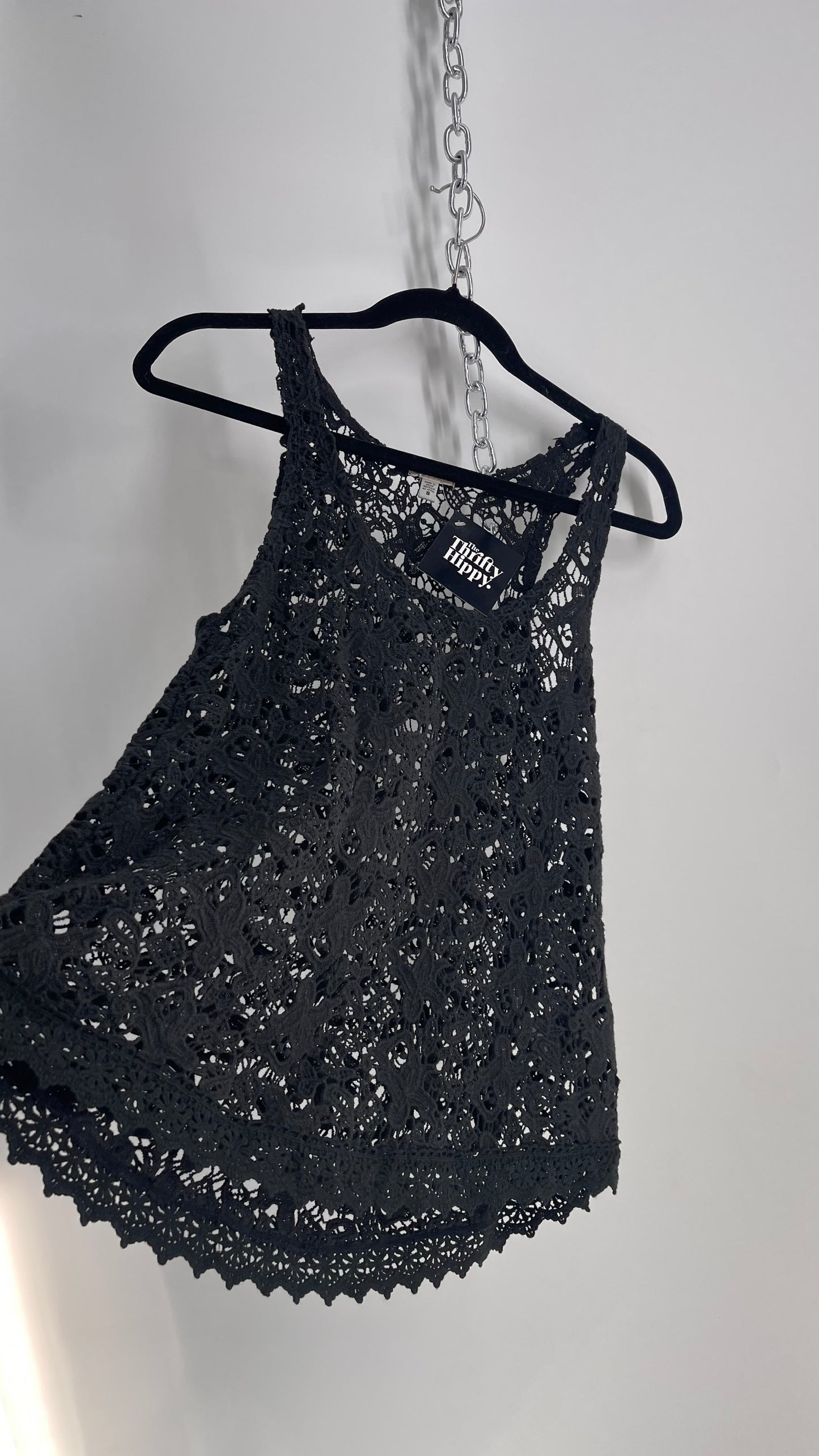 Ecote Urban Outfitters Lace Crochet Black Tank (Small)