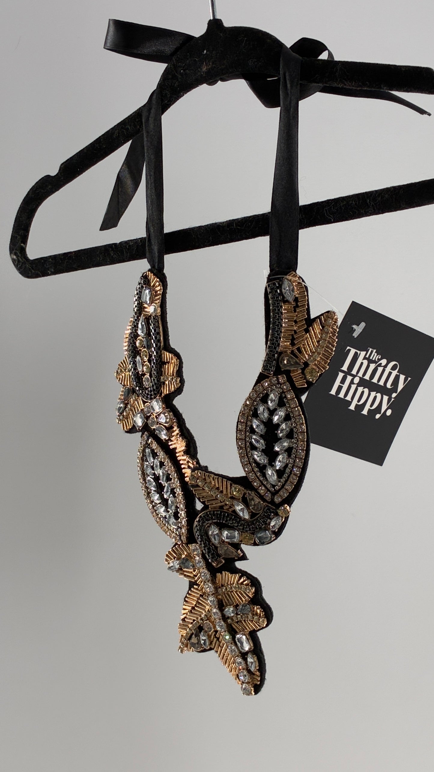 Vintage Ornate Beaded and Embroidered Adjustable Choker Necklace