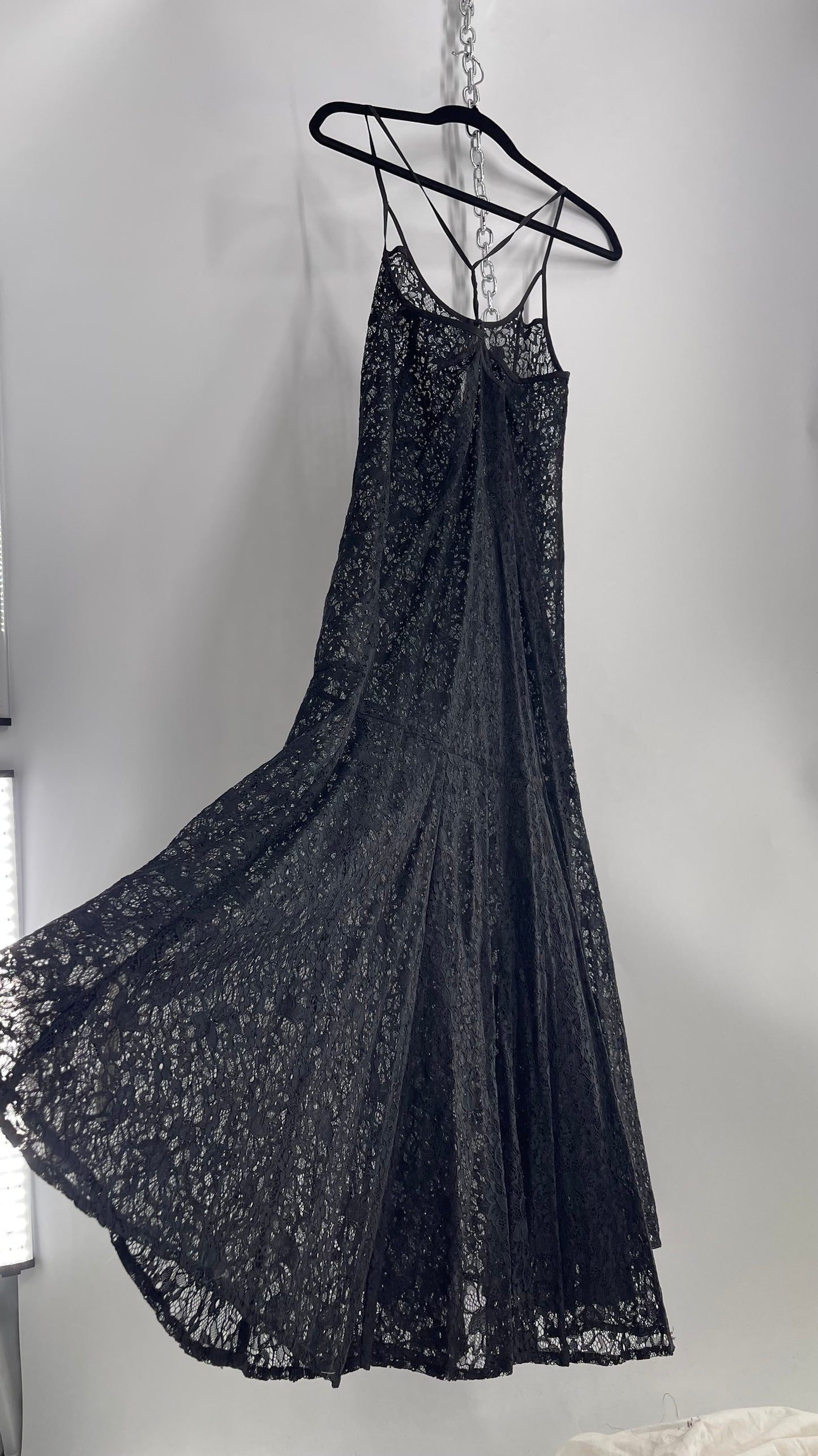 Intimately Free People Black Lace Maxi Gown (Small)