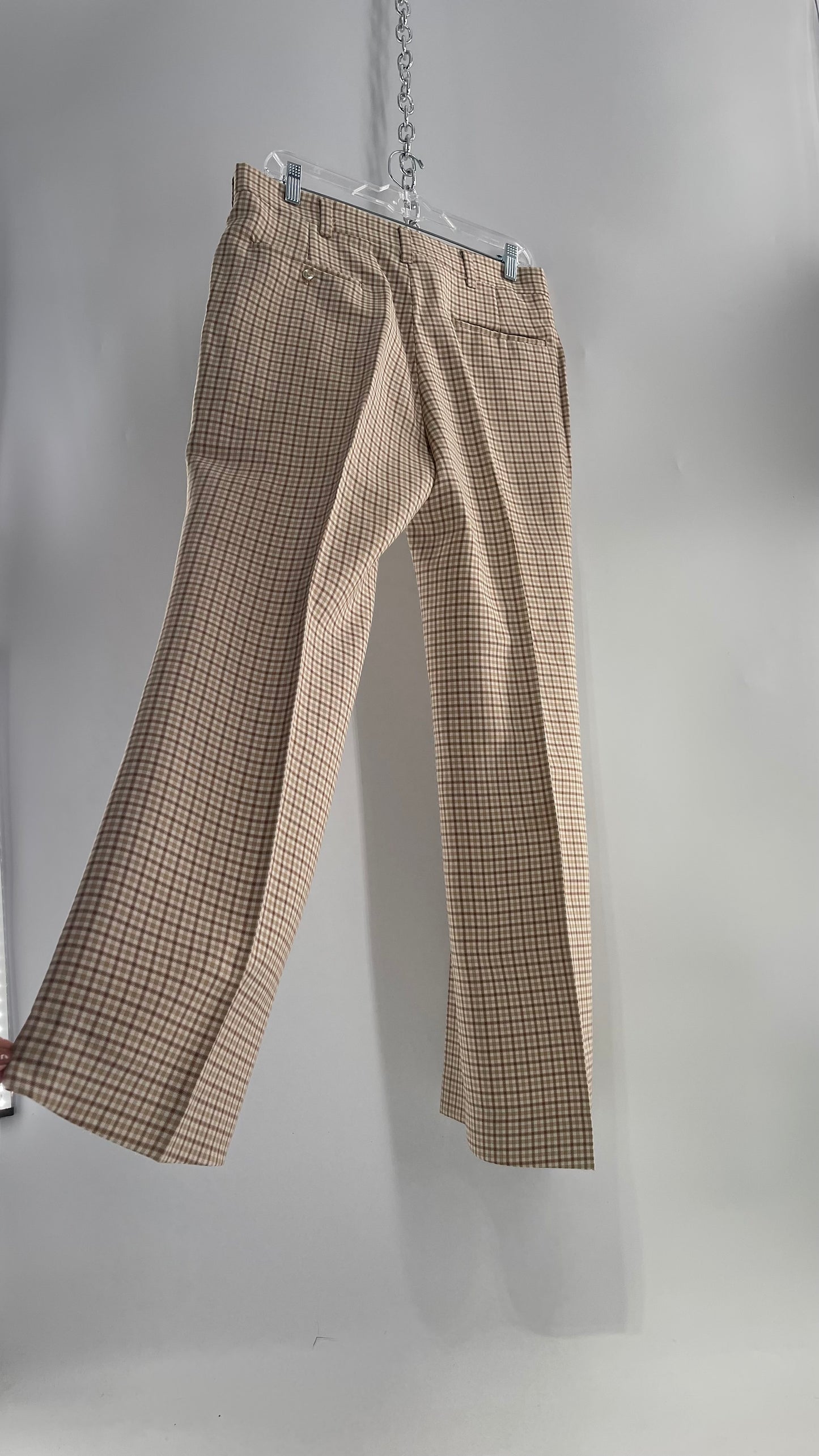 Vintage HAGGAR Brown Neutral Toned Plaid Trouser Slacks