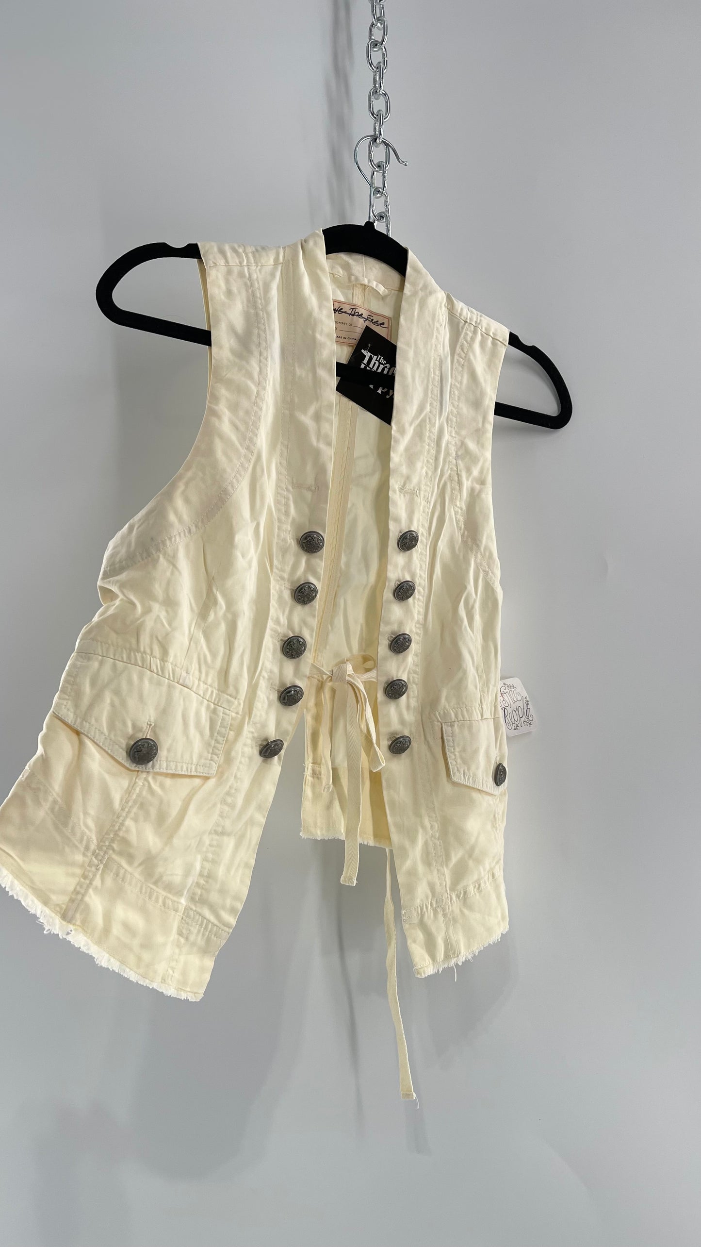 Free People Off White Military Style Vest with Tags Attached (XS)