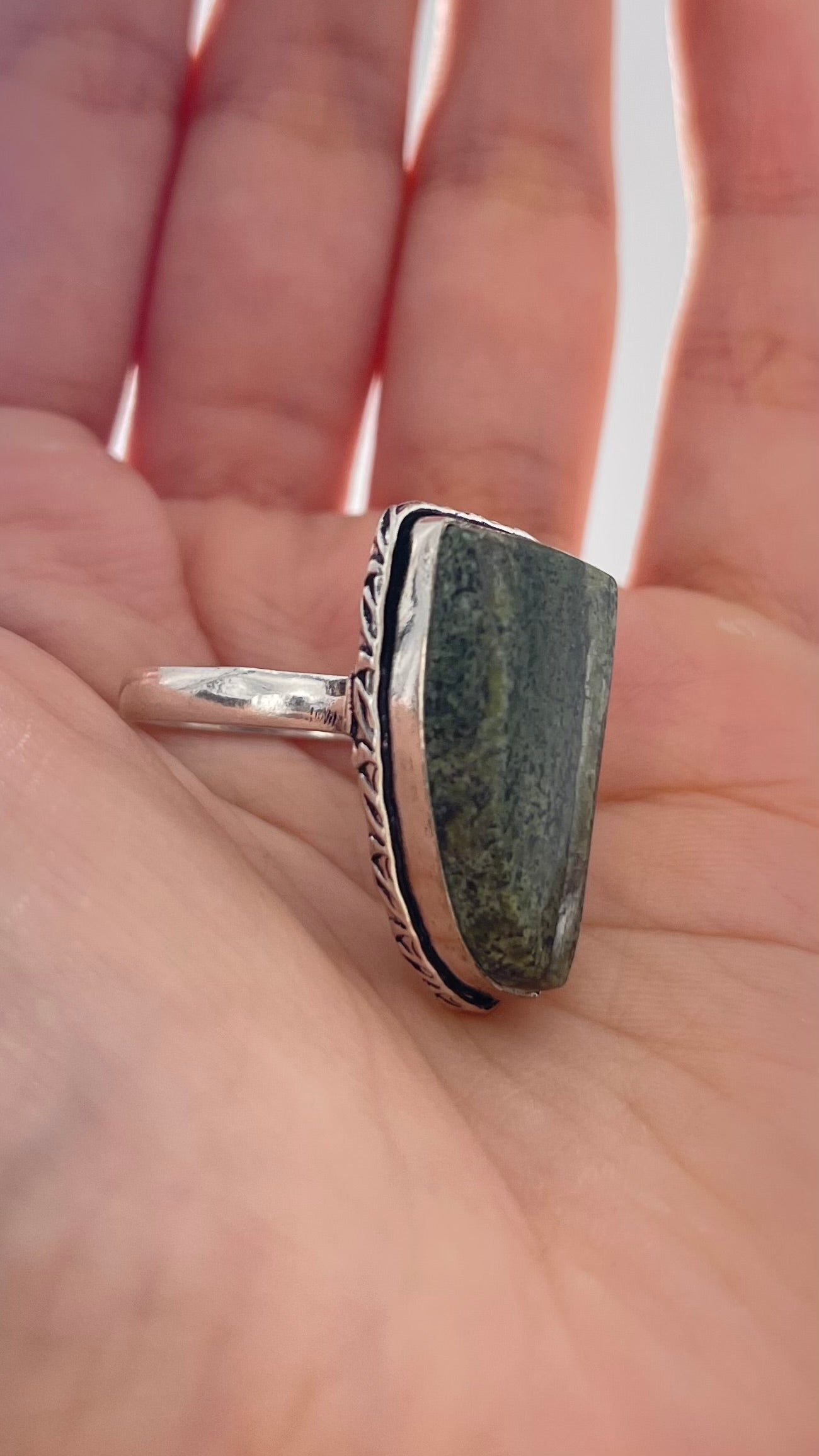 Vintage Zebra Jasper Stone on 925 Sterling Silver Band/Ring