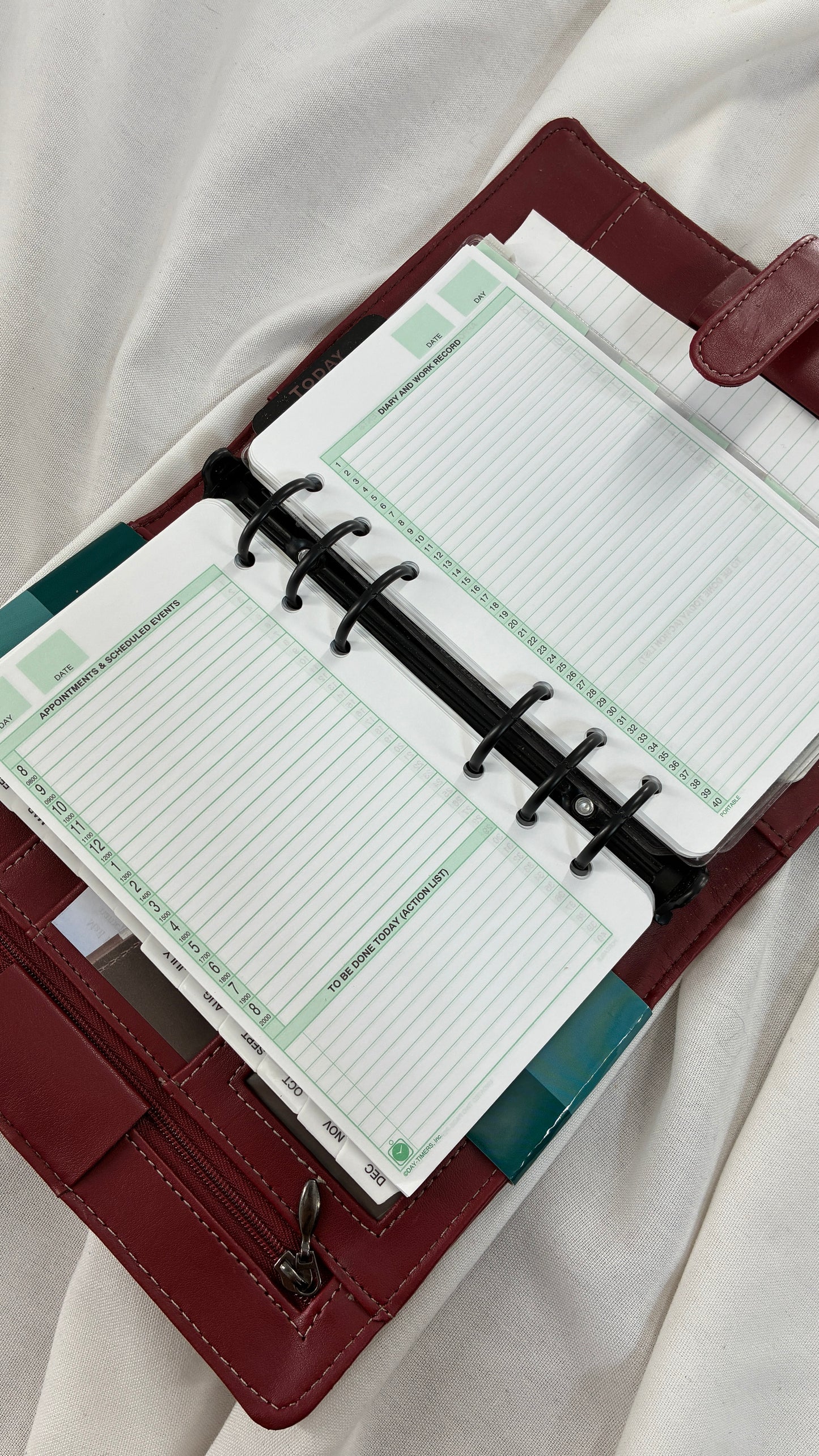 Vintage Red Leather Daily Planner/Organizer