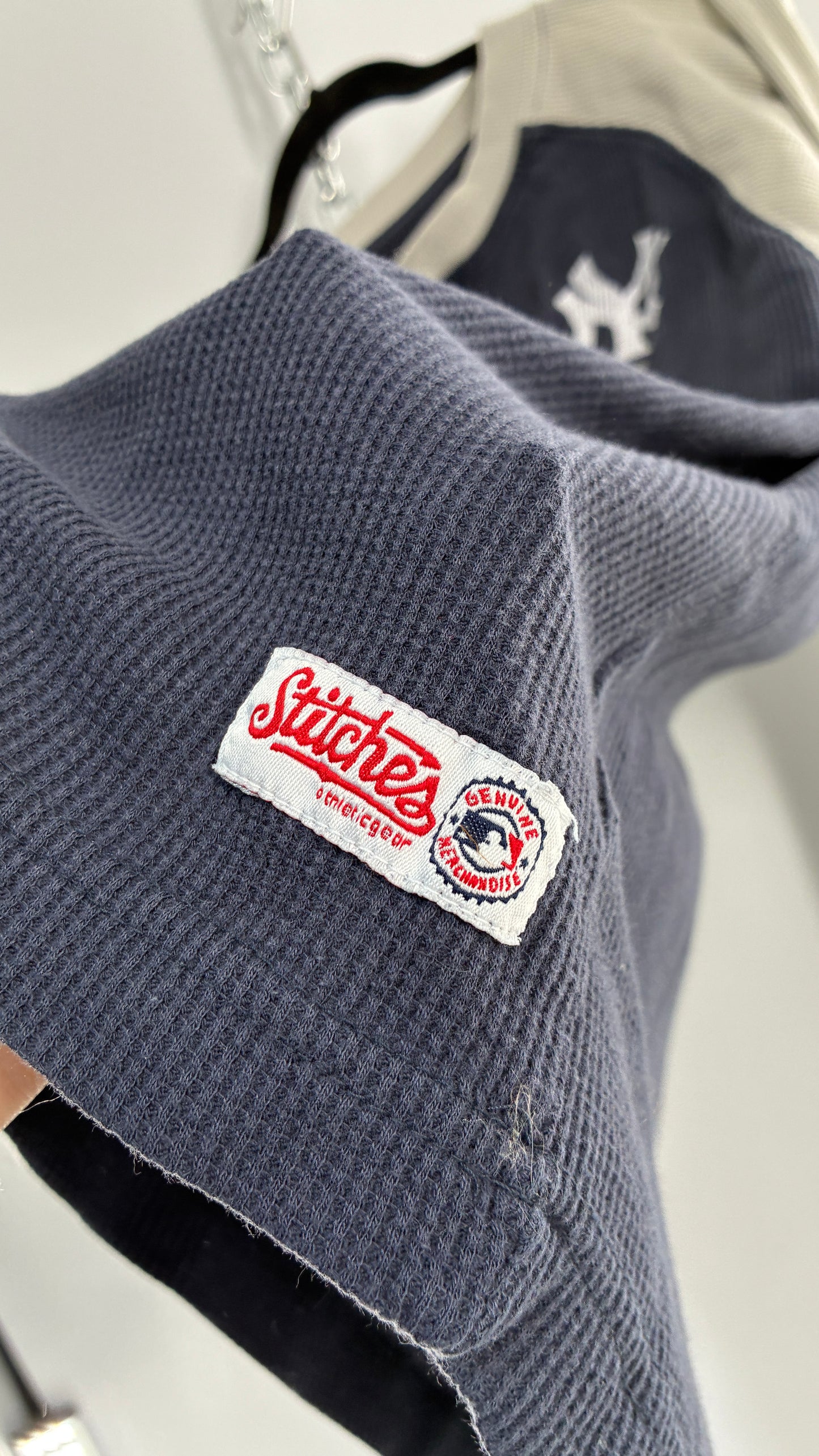 Vintage Yankees Waffle Knit Henley (Medium)