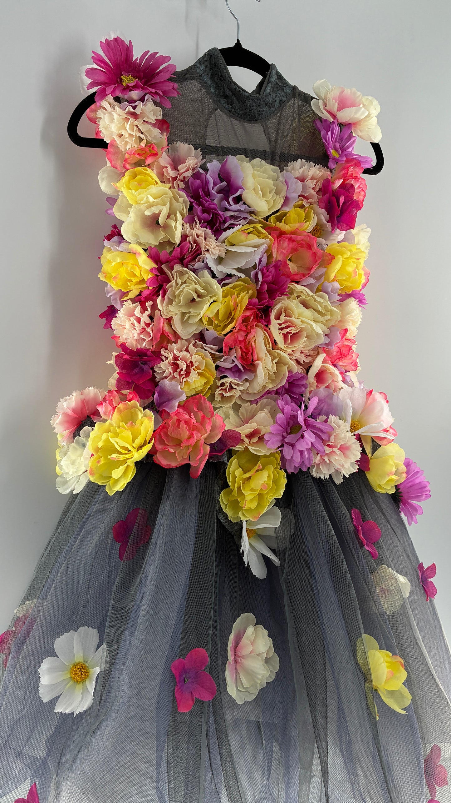 Floral Appliqué Abstract Display Mini Dress (S/M)