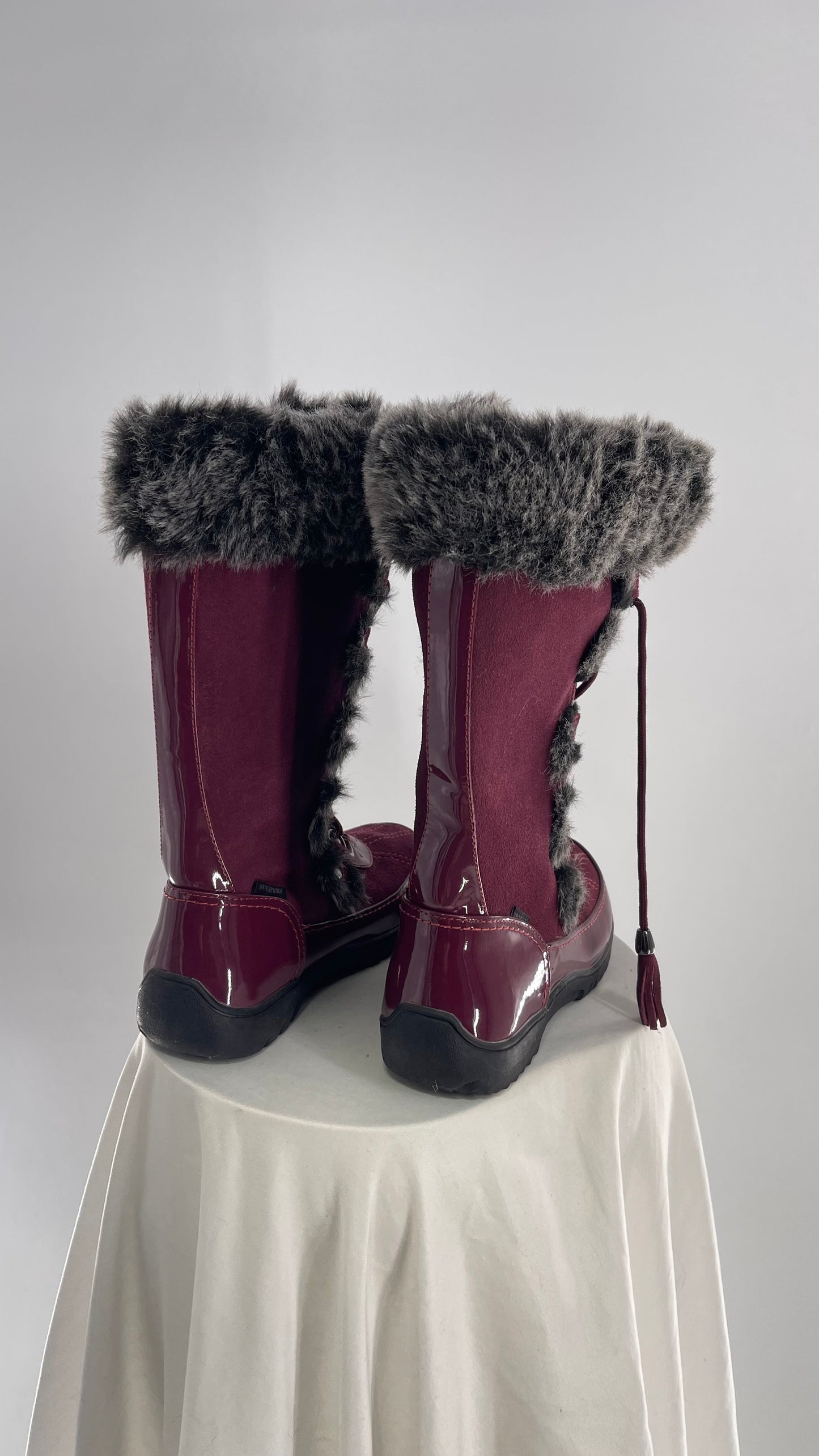 Vintage Sporto Raspberry Knee High Faux Fur Lined Boots (7)