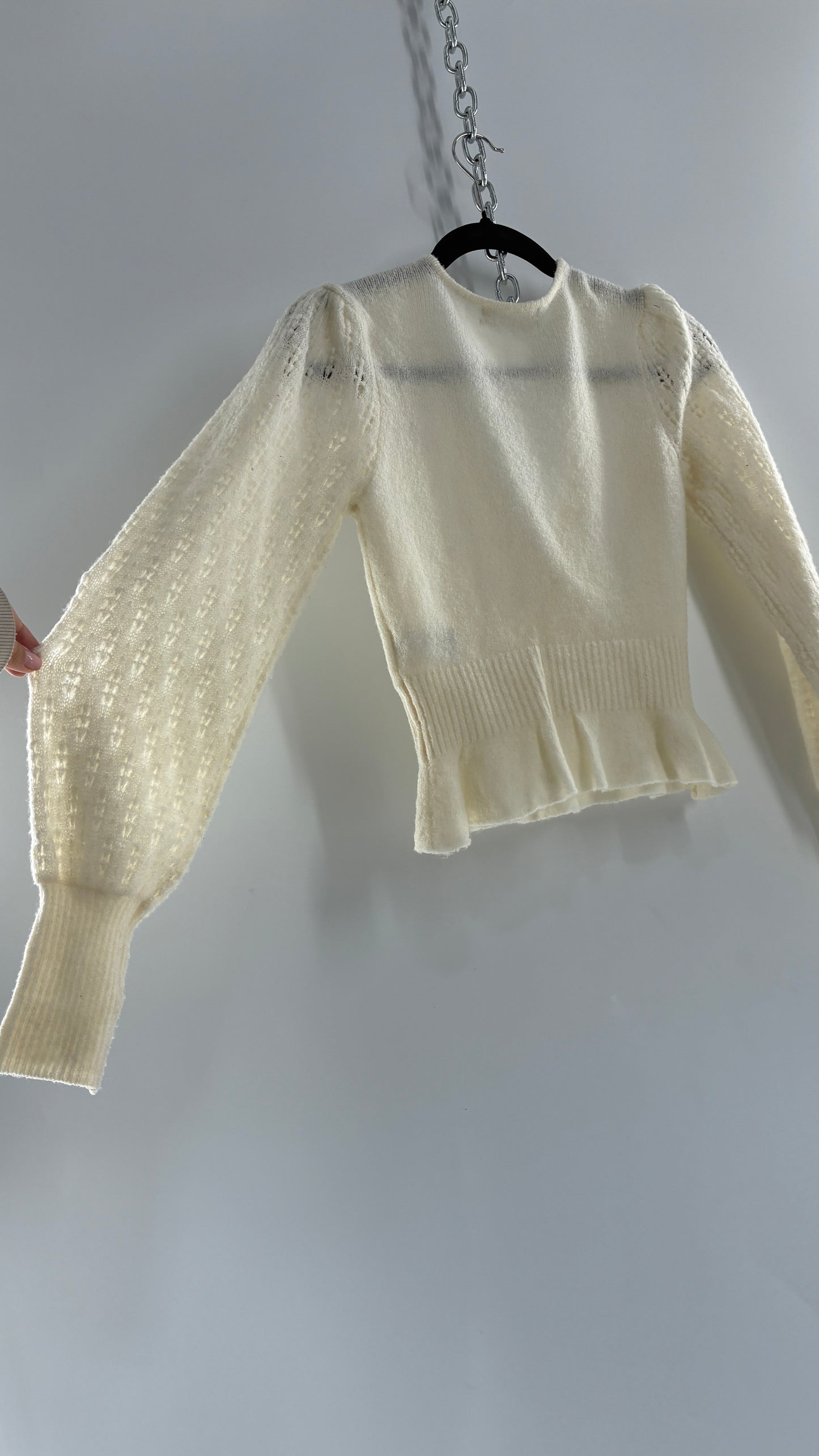 Urban Outfitters Ballerina Cross Over Bubble Sleeve Knit Top (XS)