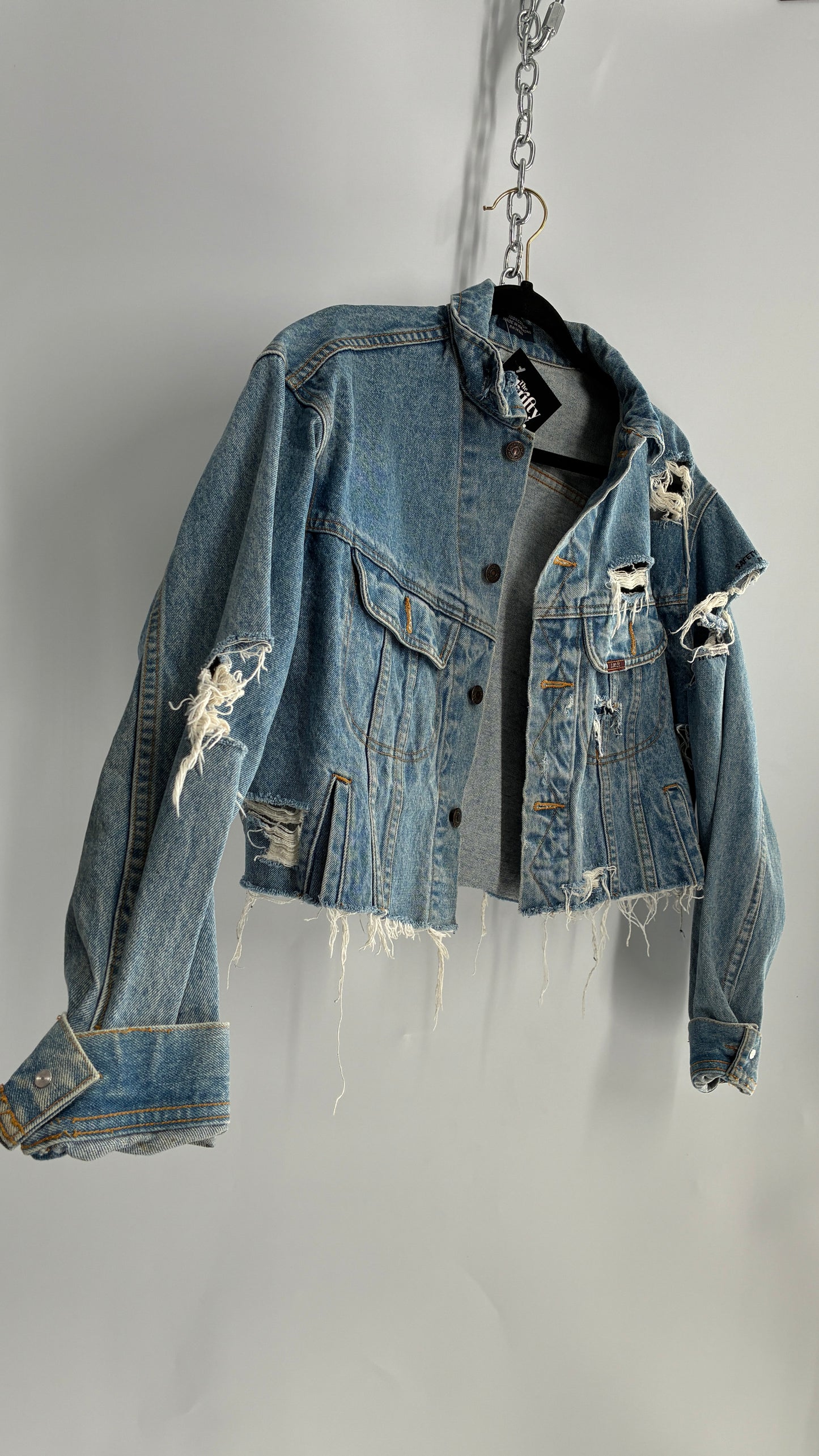 Vintage LEE Distressed Denim Cropped Jacket  (Medium)