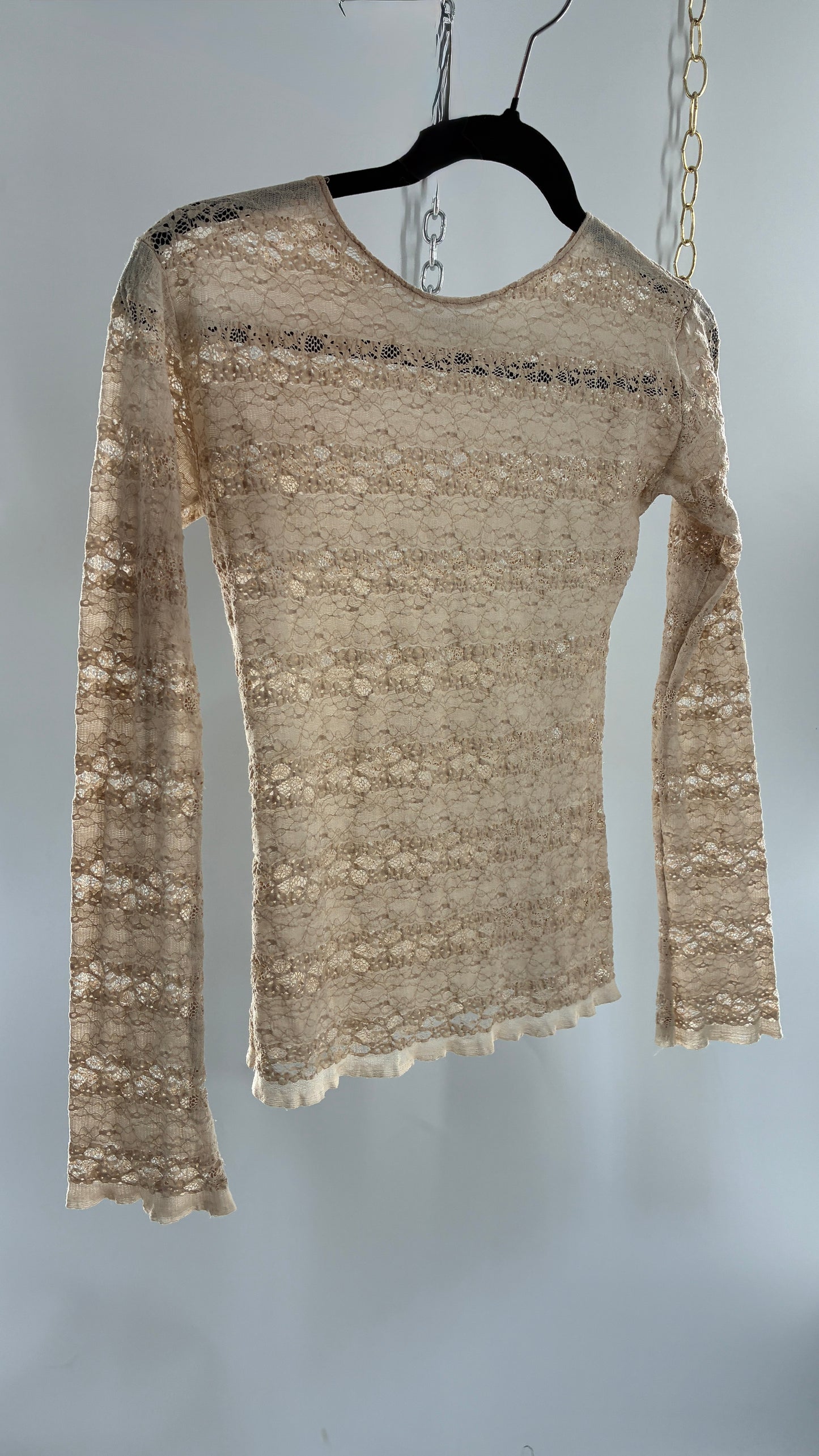 Vintage MERGIRL Thin, Delicate Sheer Lace Long Sleeve (Medium)