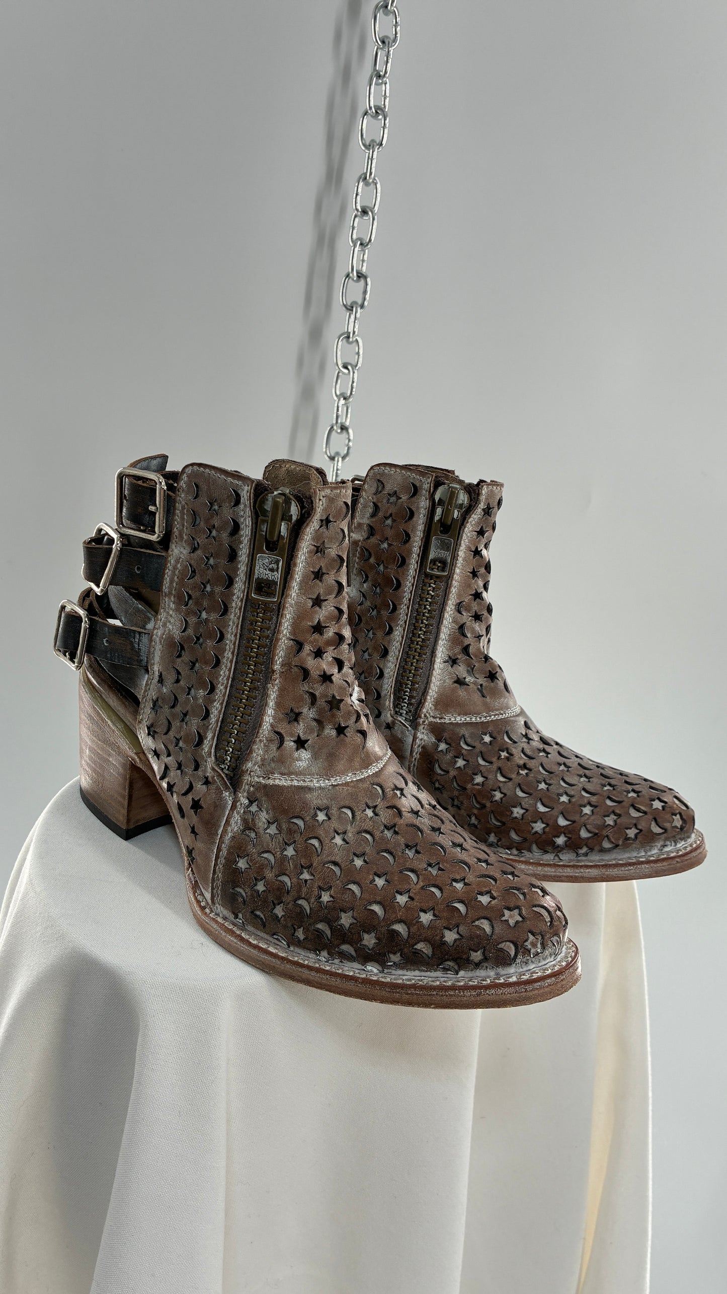 RARE FREEBIRD DAHLIA Star and Moon Booties with Exaggerated Buckle Detailing (8)