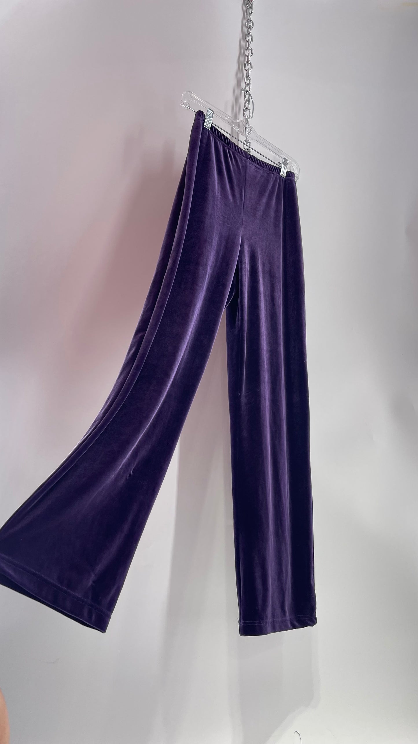 Vintage Purple Velour Velveteen Yoga Pant (Small)