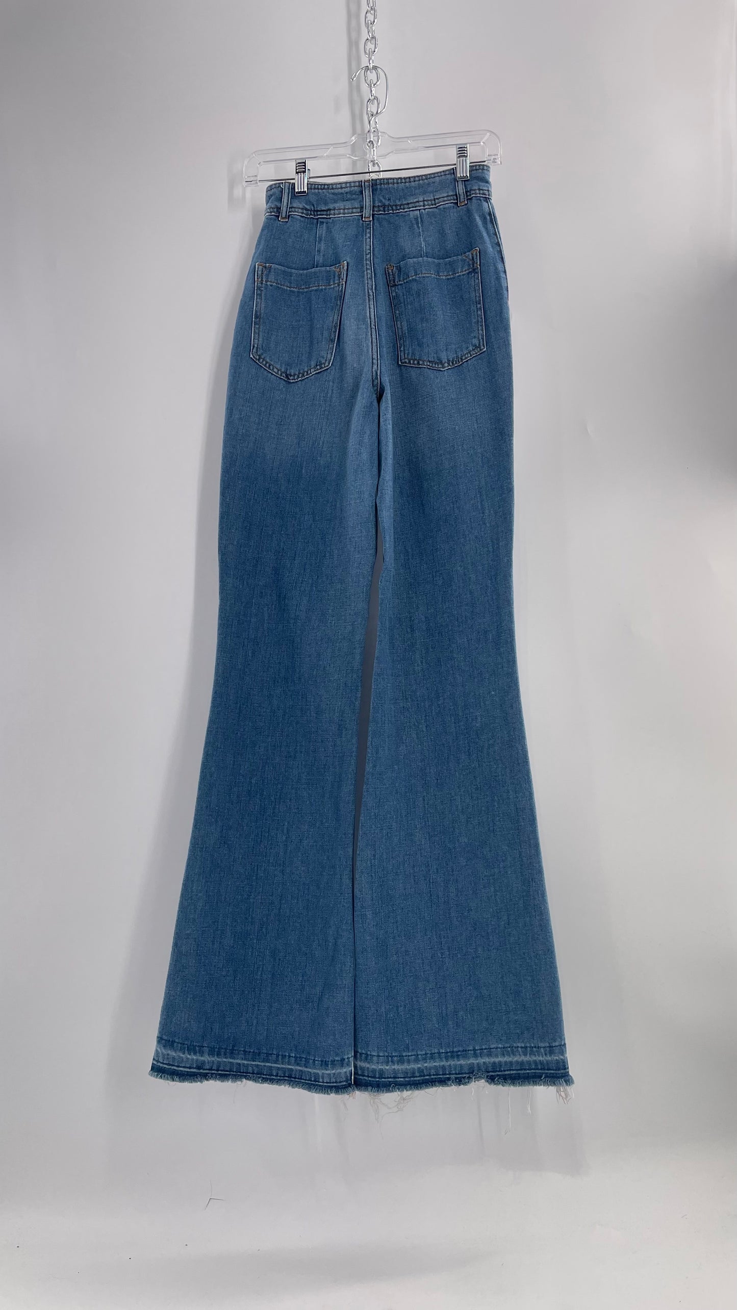 Free People Light Wash High Waisted Wide Leg Jeans (25)