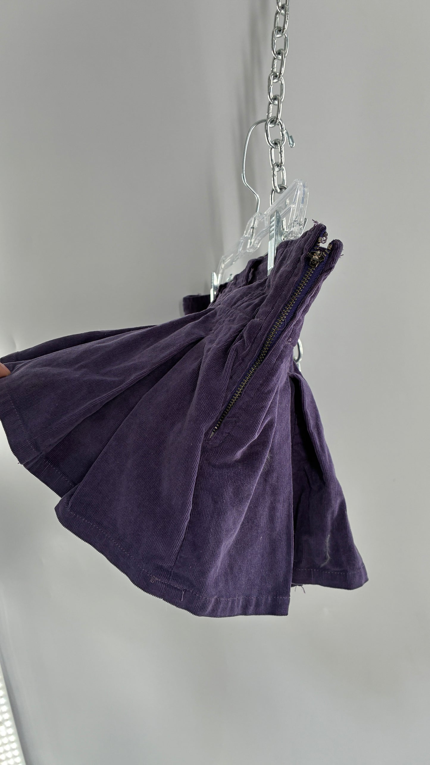 Free People Purple Corduroy Pleated Micro Mini Skirt with Built in Shorts (6)