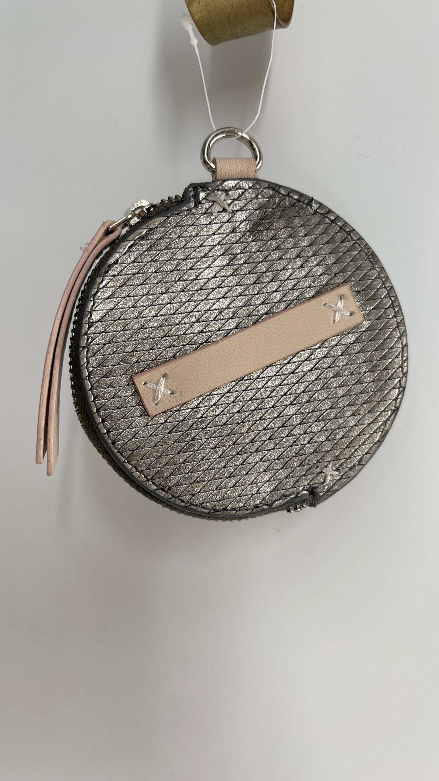 Free People Silver Leather Round Coin Pouch for a Belt