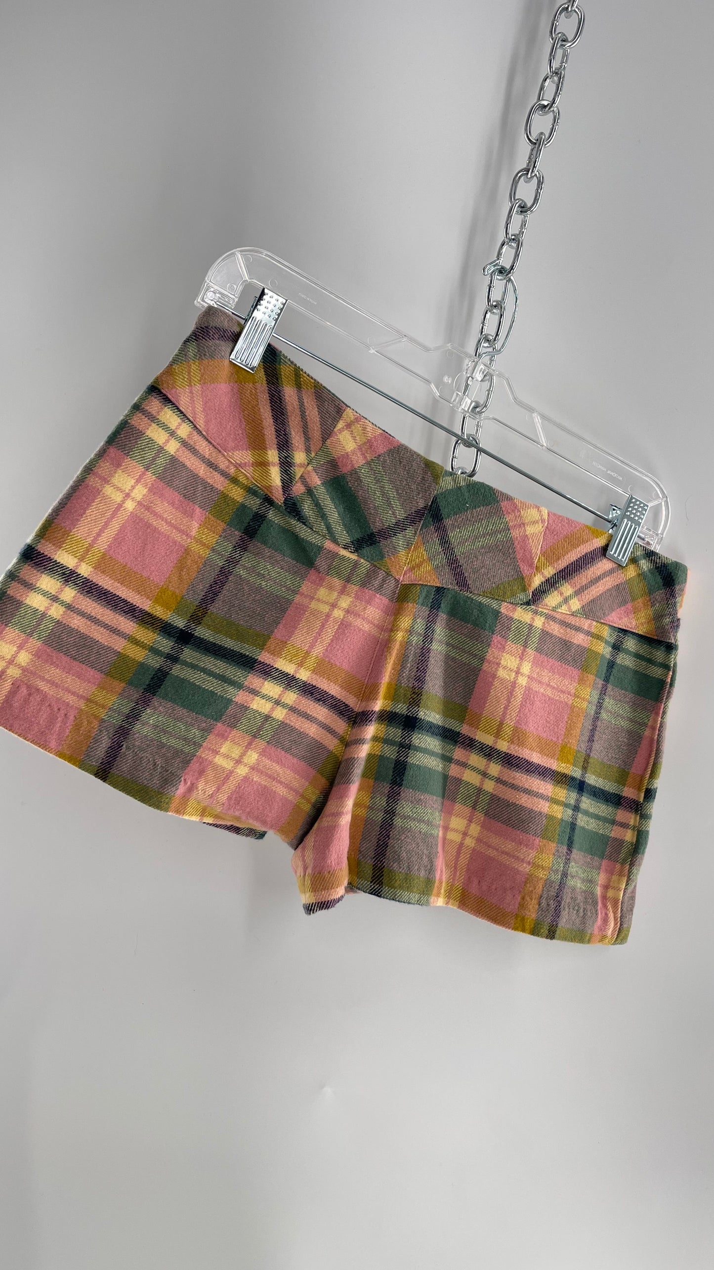 Free People Pink Plaid Pleated Micro Mini Skort with Tags Attached (4)