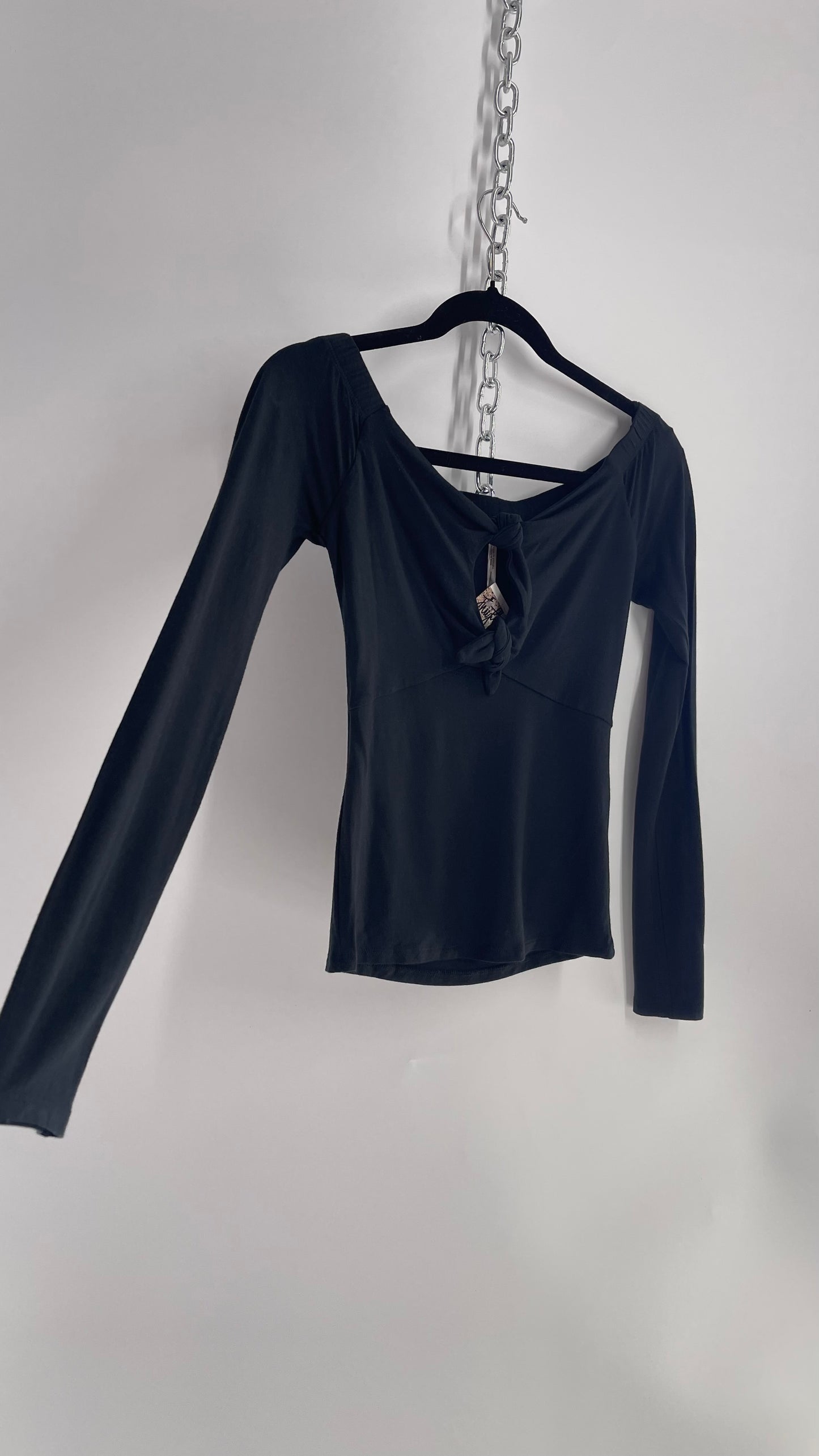 Free People Black Tie Bust Long Sleeve (XS)