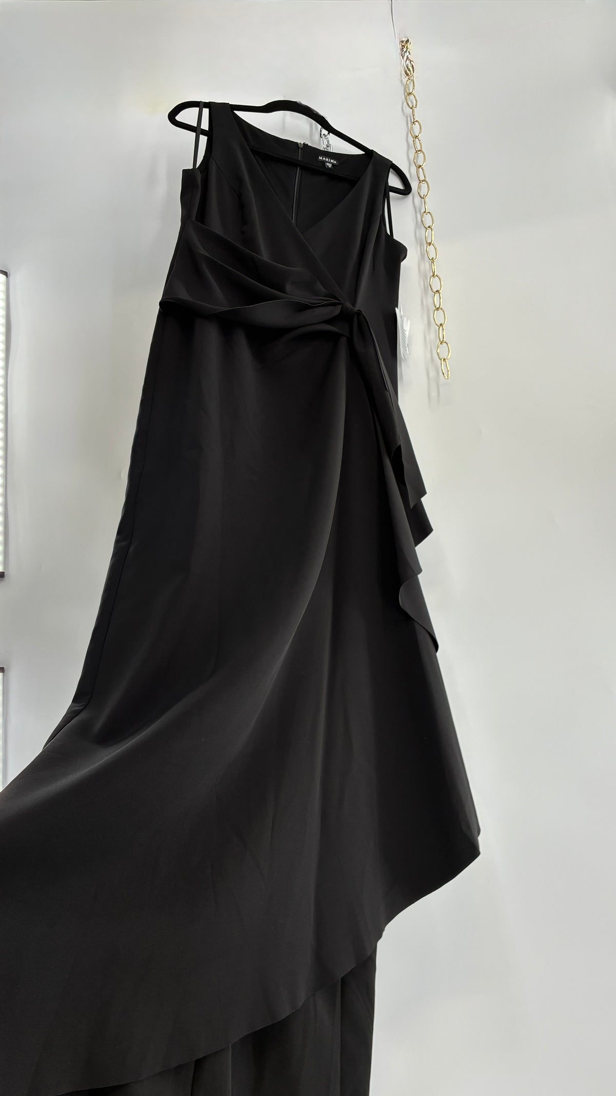 Deadstock Vintage MARINA Black Gown with Draping and Tags Attached (10)