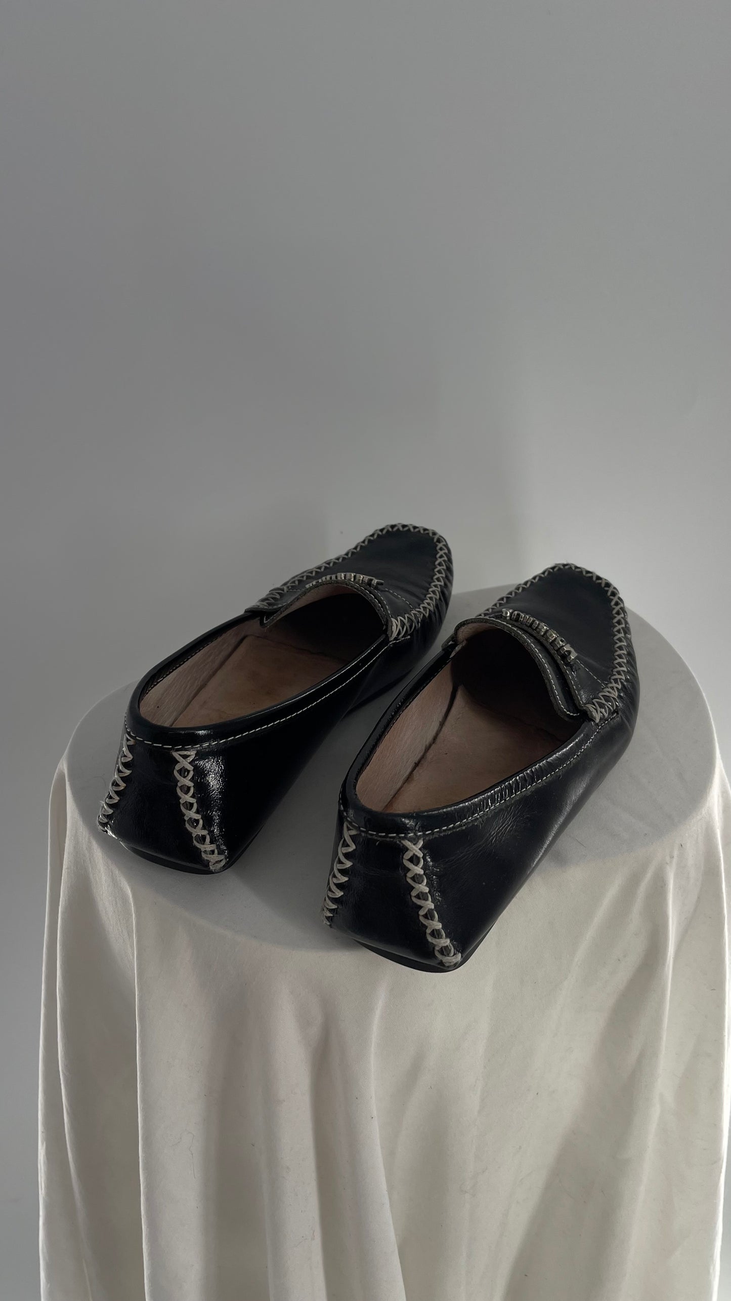 Vintage MOSCHINO Patent Loafer with Metal Lettering (36)