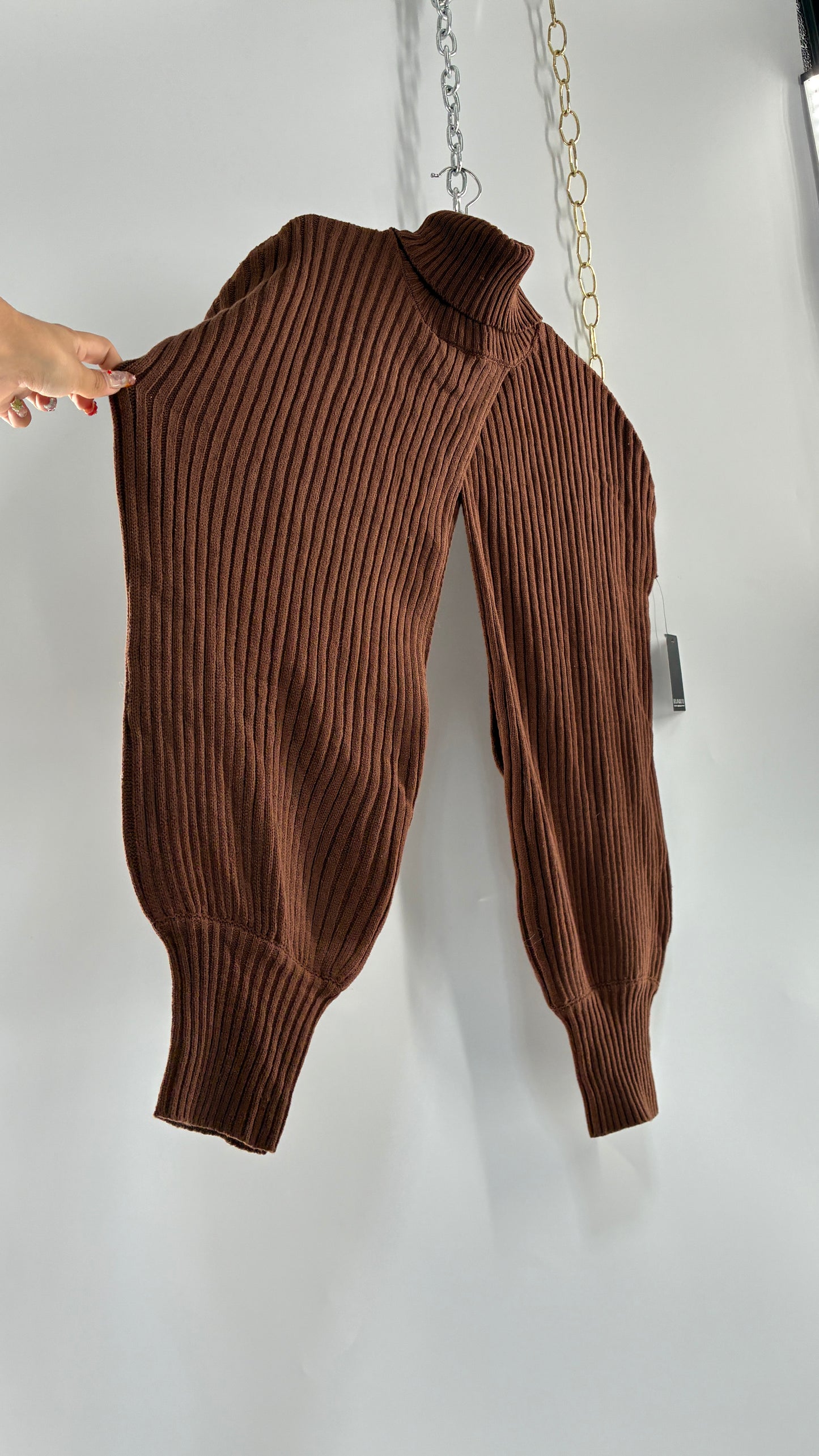 ELOQUII Brown Knit Turtle Neck Bubble Sleeve Shrug with Tags (22/24)
