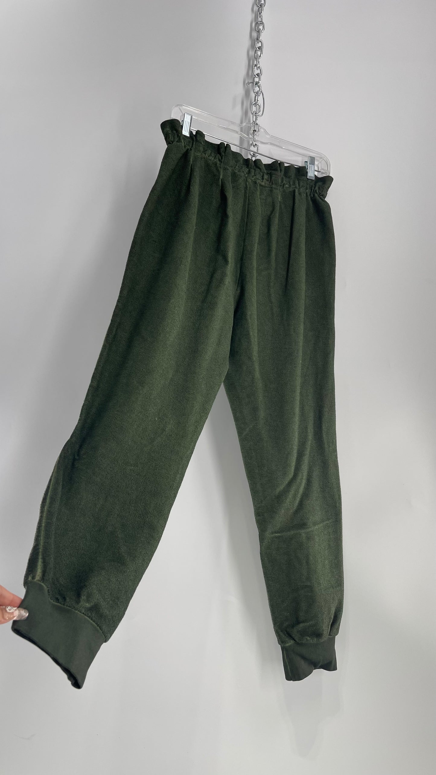 Something Navy Portugal Made Army Green Gauze Hand Dyed Joggers(Medium)