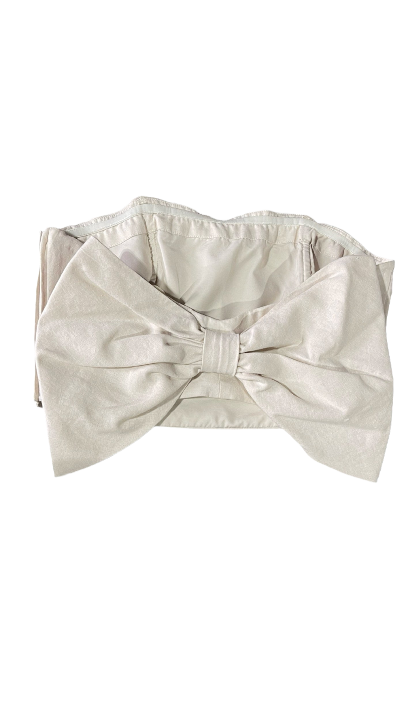 HUTCH Beige Cropped Tube Top with Oversized Back Bow, Rubber Trim Support and Zipper Closure (10)