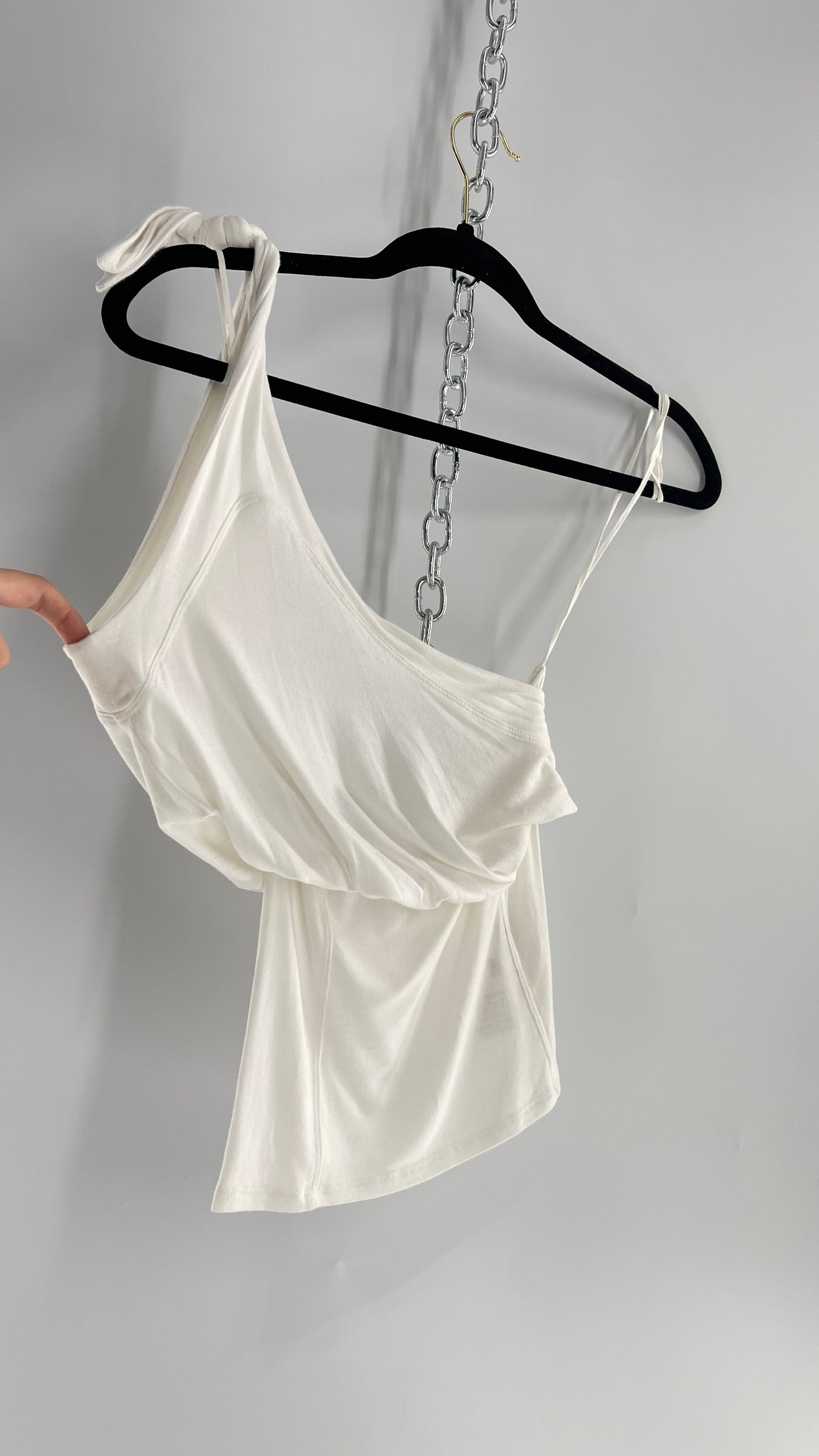 Free People White One Shoulder Slim Torso Top (XS)