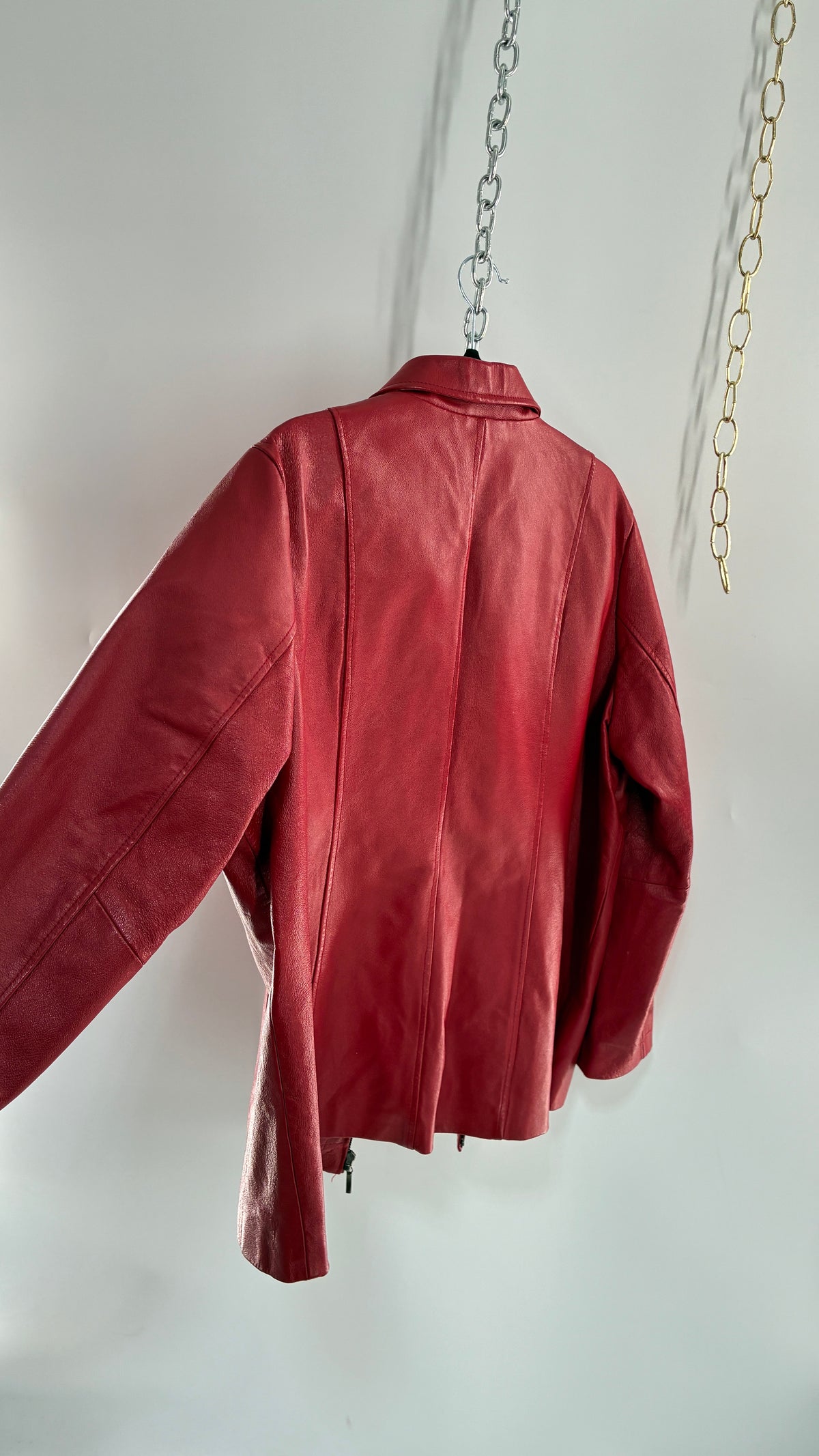 Vintage DIALOGUE Red Genuine Leather Jacket (XL/XXL)