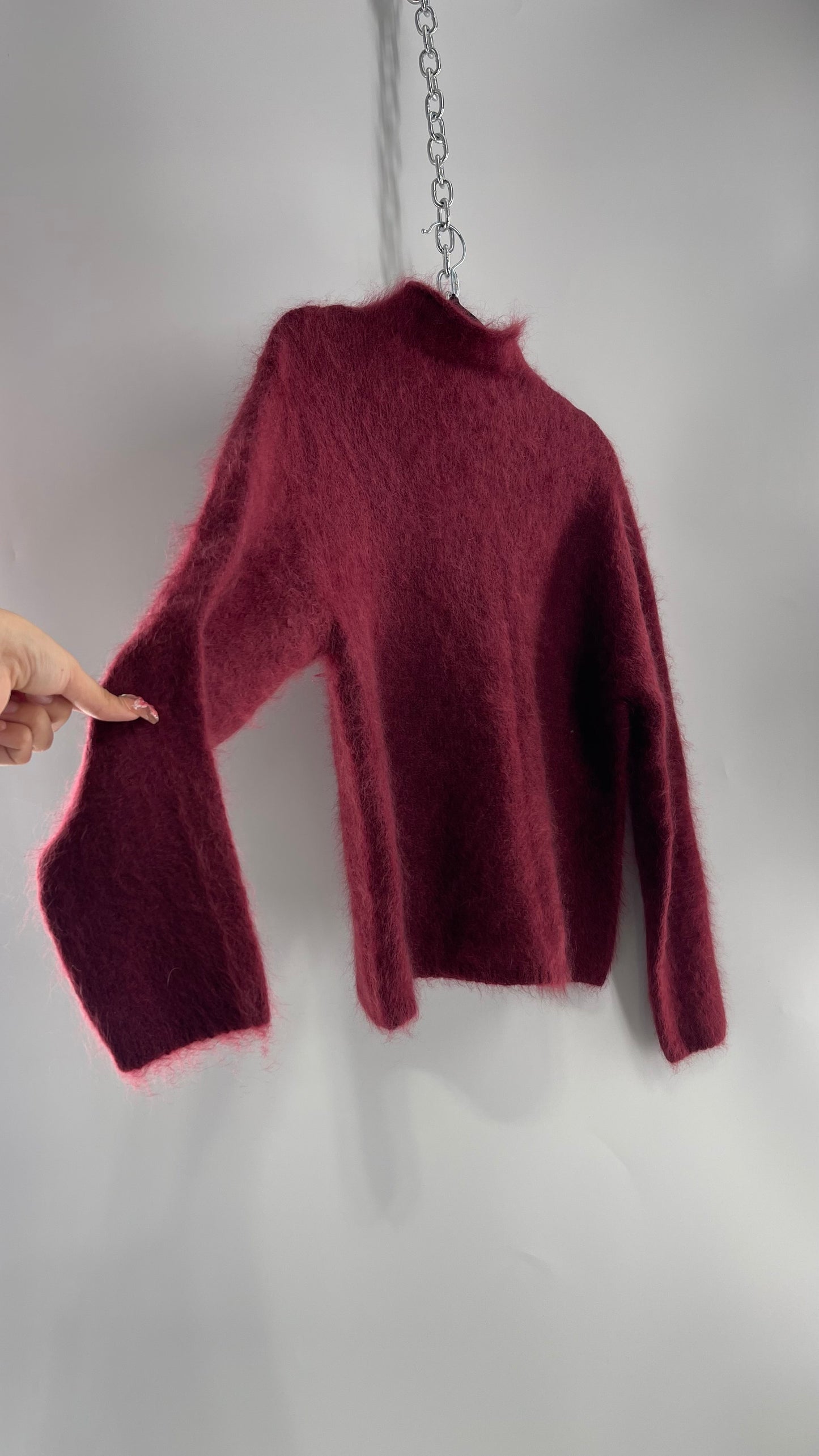 Vintage Amore 70% Mohair Raspberry Crimson Sweater (Large)