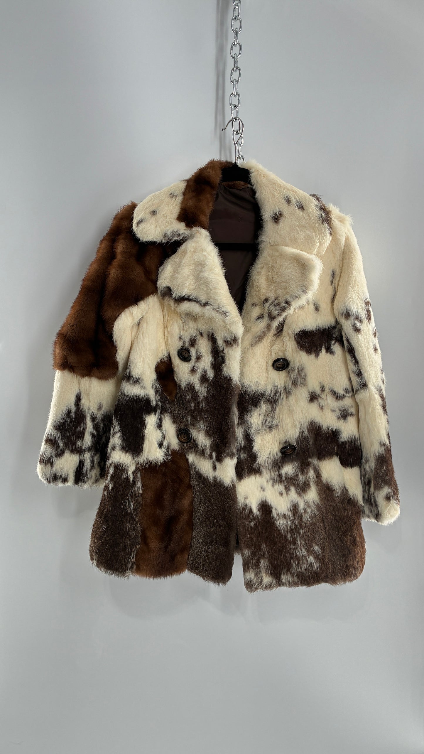 Vintage No Tags Handmade Patchwork Genuine Fur Coat (Medium)