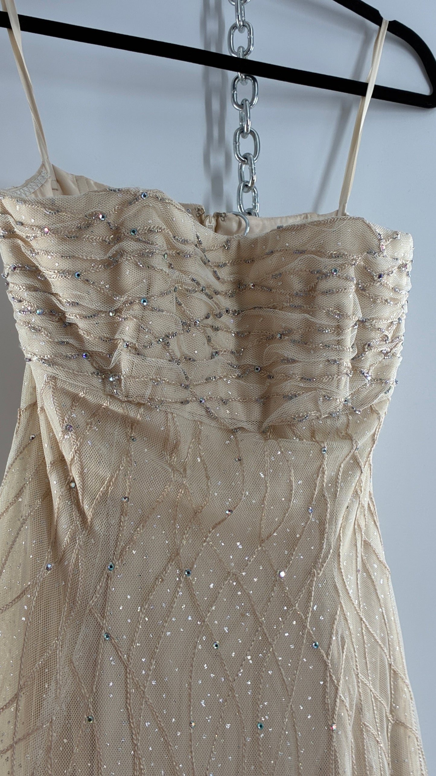 Vintage Victor Costa for Neiman Marcus Strapless Ruched/Pleated Bust Mermaid Gown Covered in Braided Threads and Embroidered Beads (6)