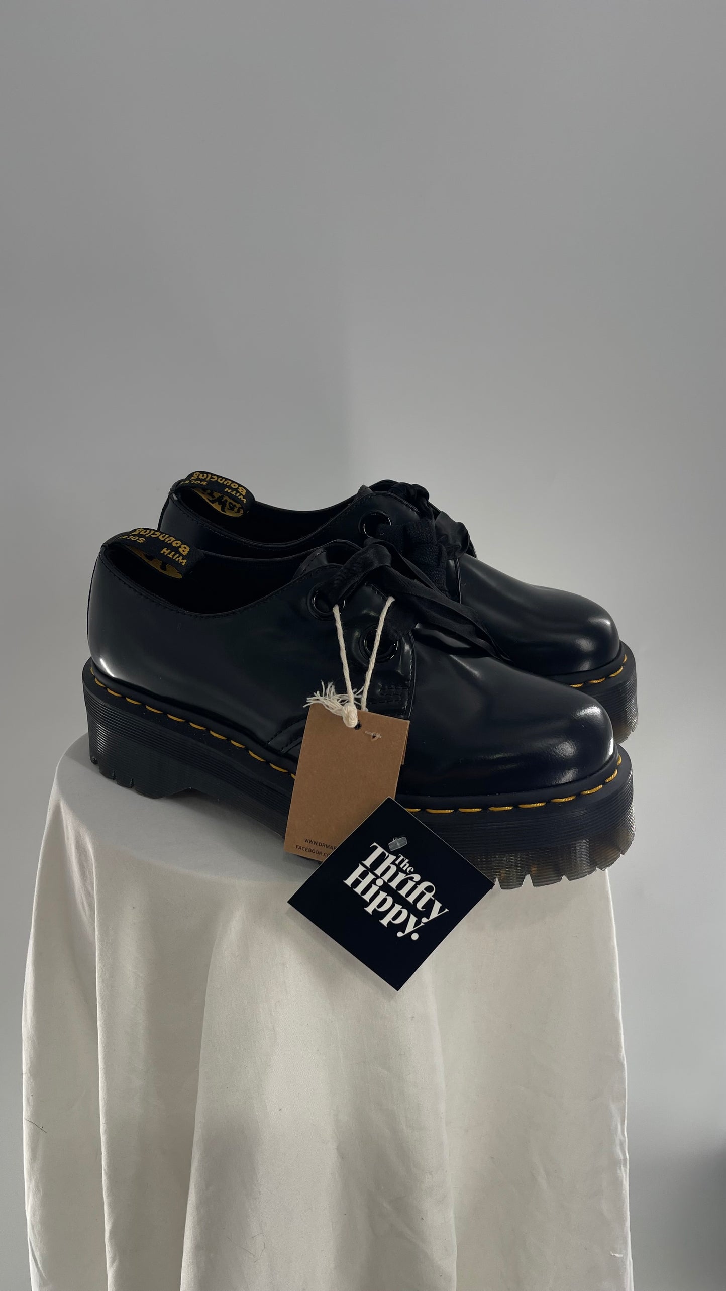 Dr.Martens  Black Patent Leather Holly Platform Oxford(8)