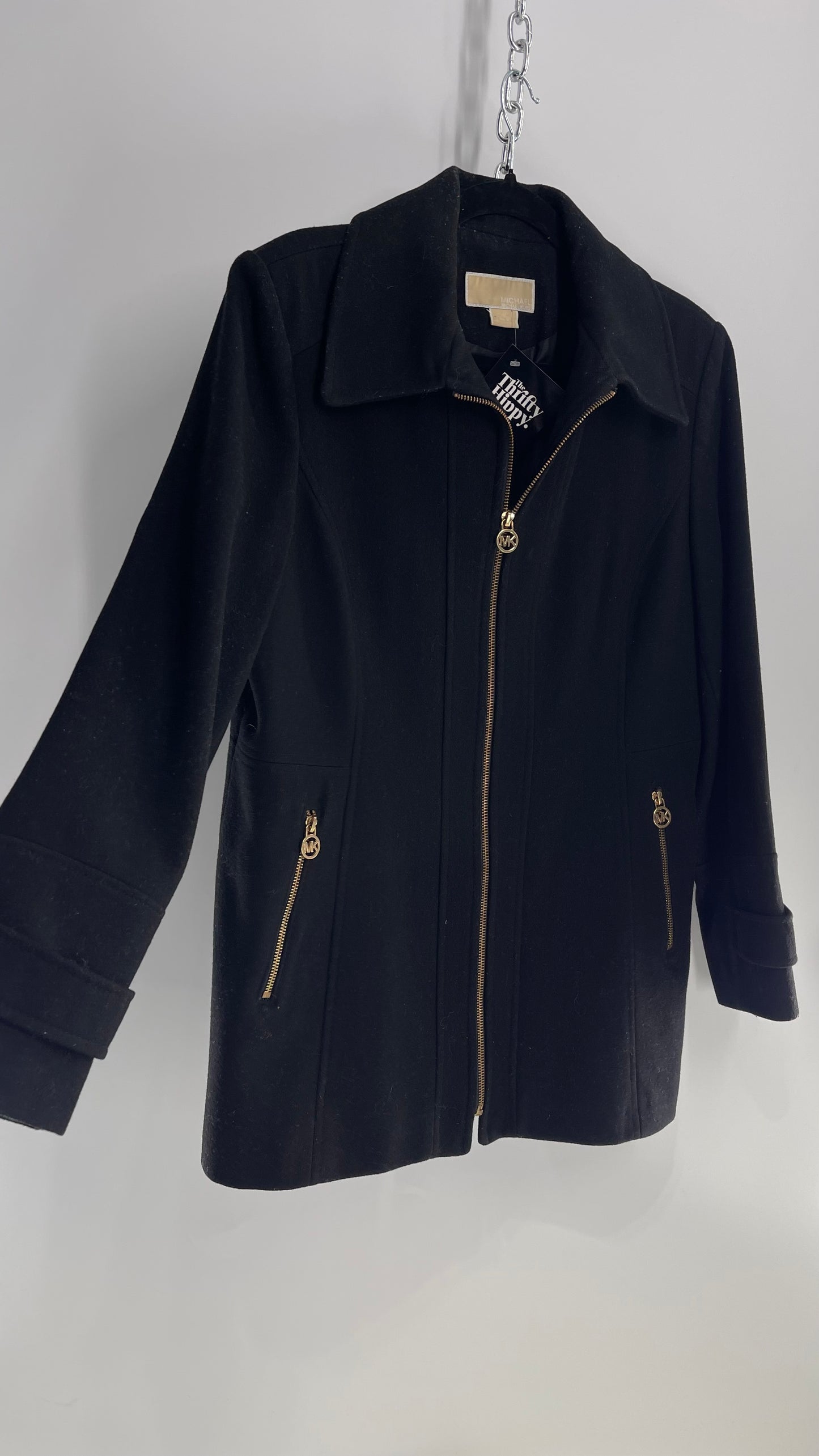 Michael Kors Black Wool Short Coat with Gold Details (14P)