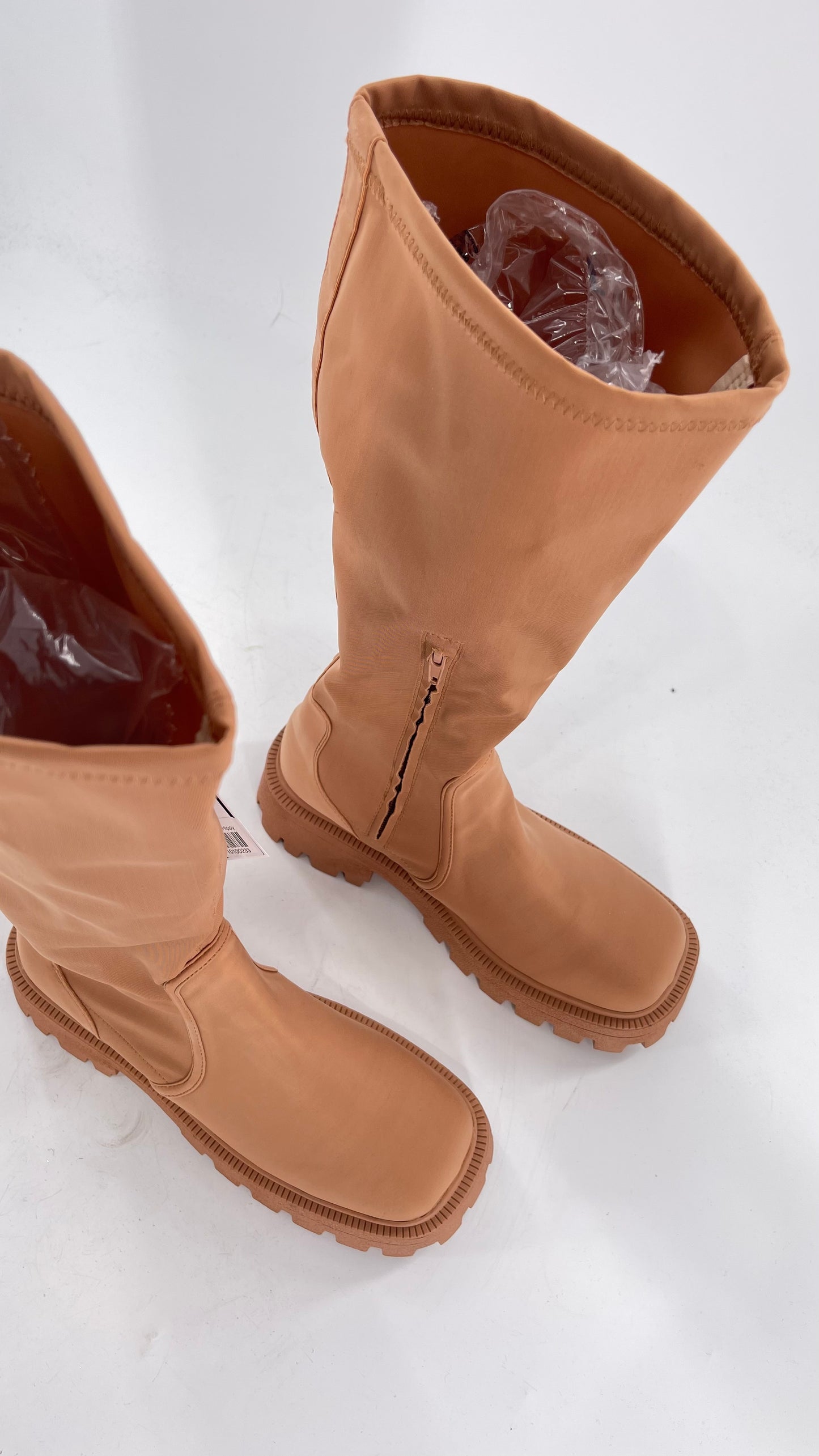 Urban Outfitters Tan Knee High Square Toe Sock Boot (8)