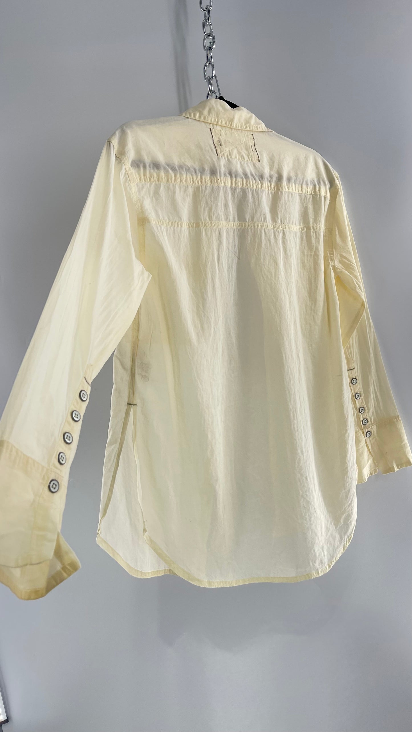 Free People Baby Yellow Sheer 100% Cotton Beachy Button Up with Tags Attached (XS)