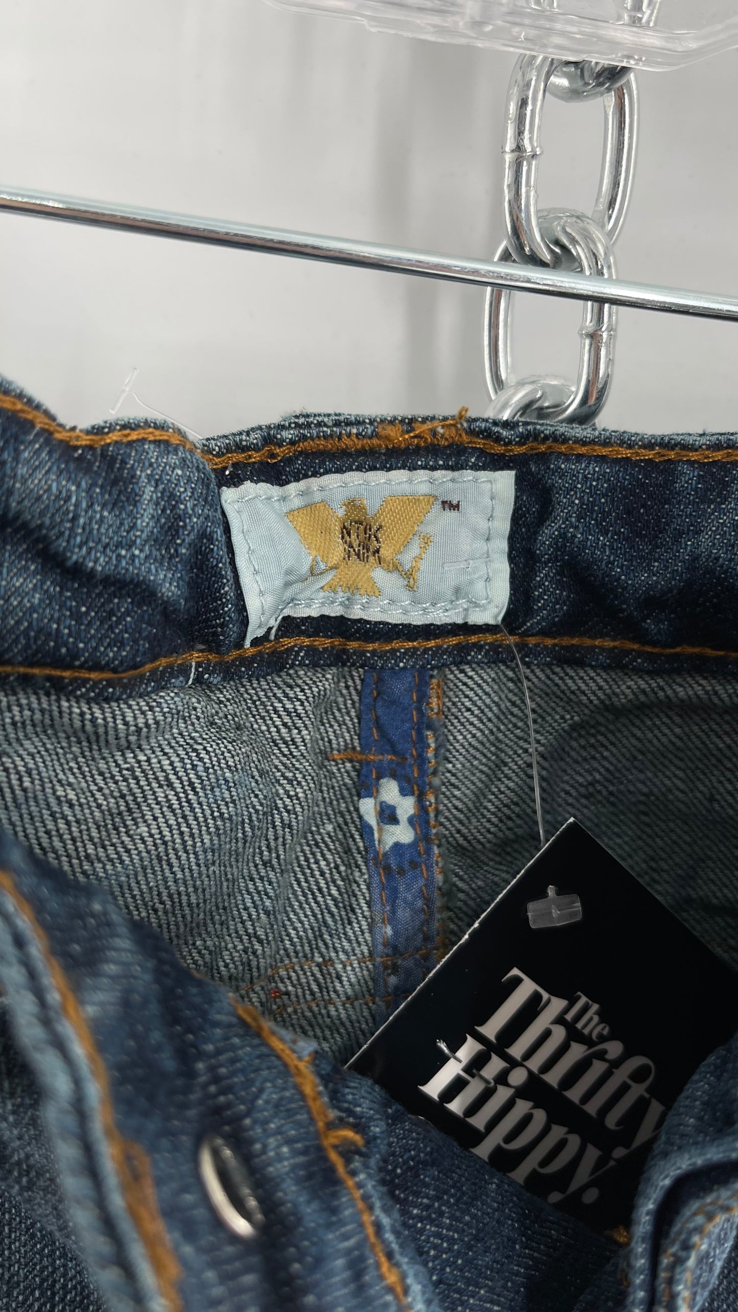 Vintage RARE Antik Denim Kick Flares with Embroidered Flower Design and Contrast Stitching (28)