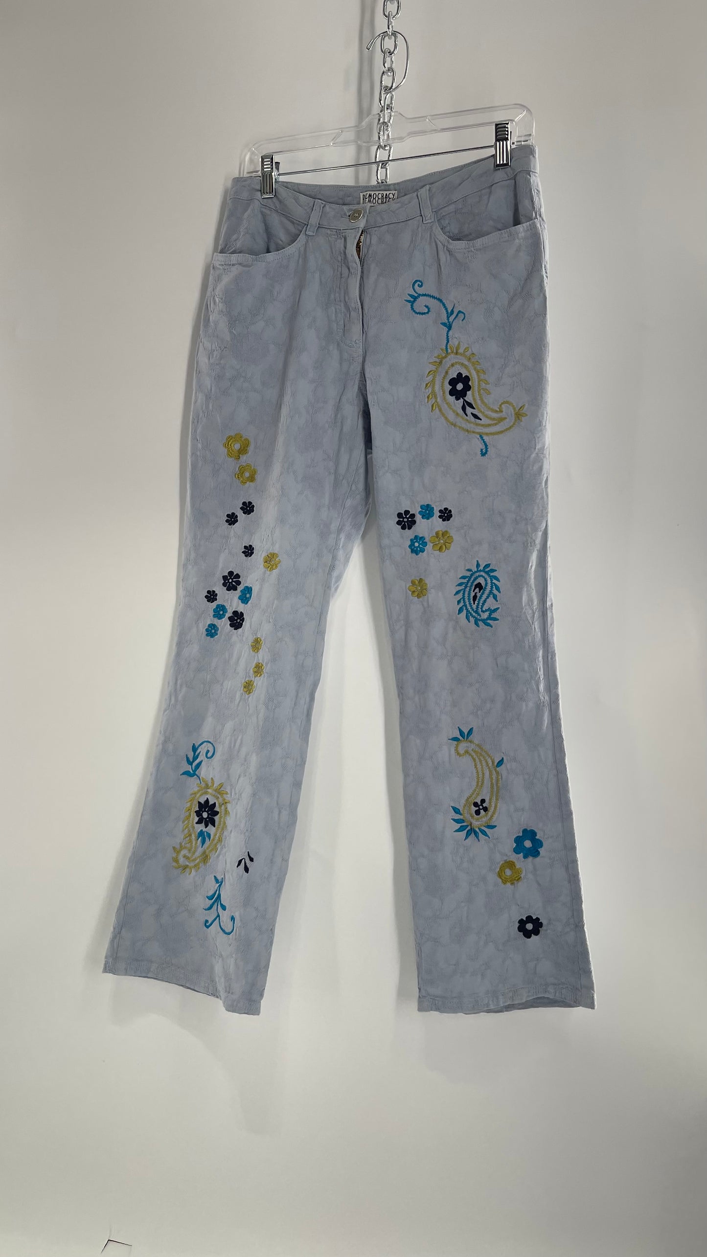 Vintage DEMOCRACY Embroidered, Textured Kickflares (8 Petite)