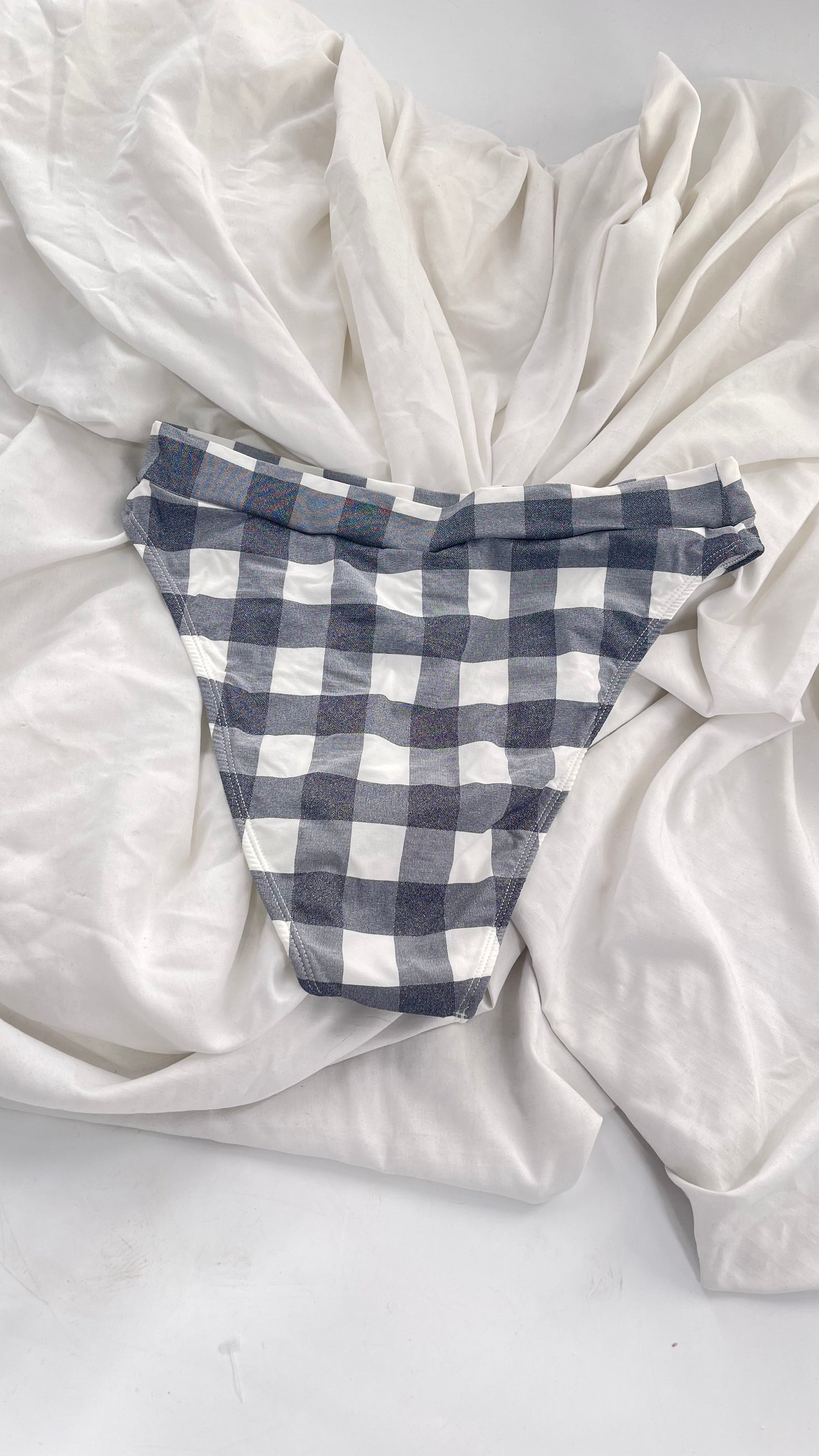 Urban Outfitters Out From Under Gray Glitter Gingham/Picnic 90s Cut Swim Bottoms (Medium)