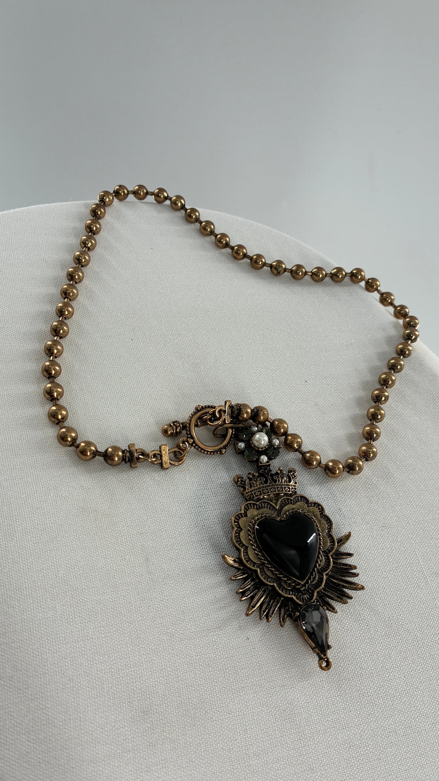Brass Choker with Black Heart Decal