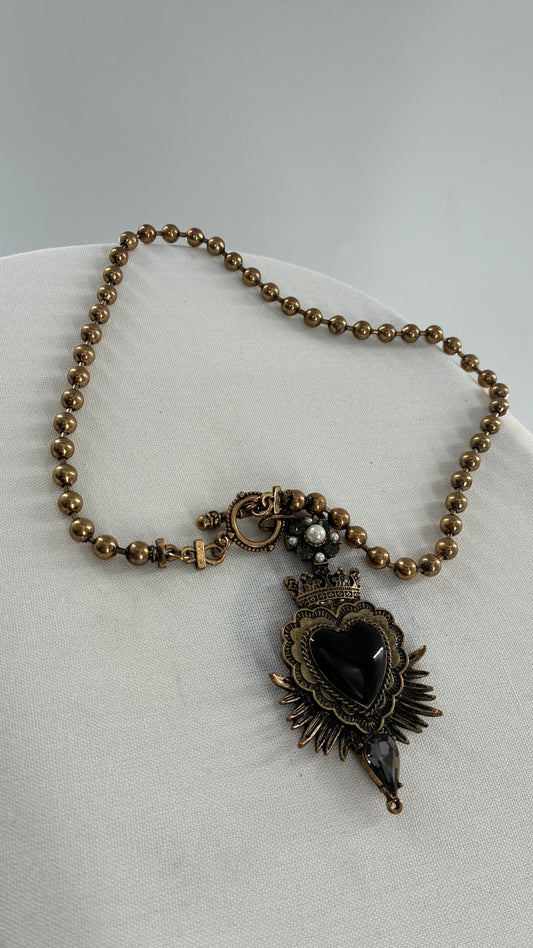 Brass Choker with Black Heart Decal