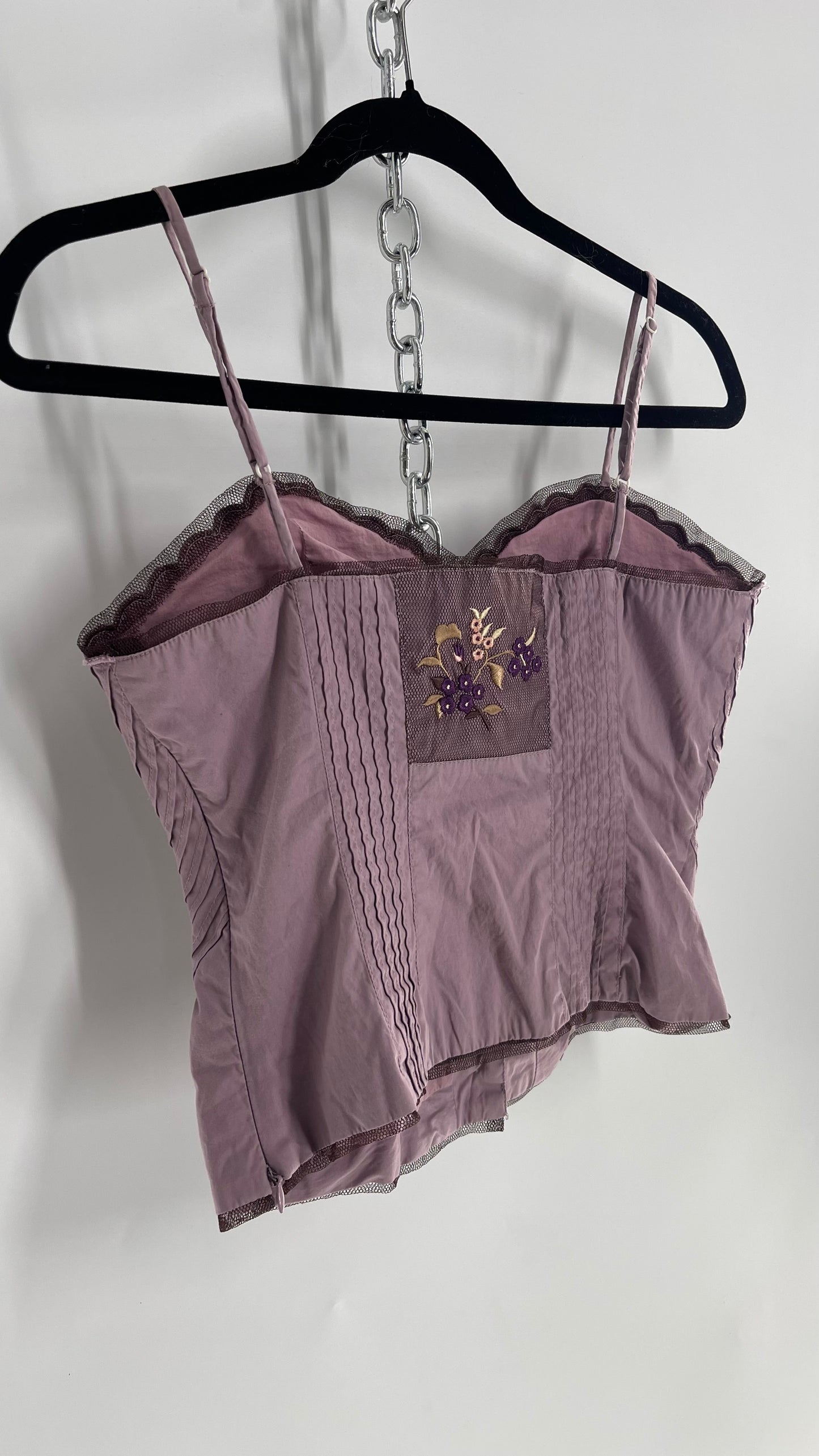 Vintage Elevenses Purple Embroidered Button Front Camisole (4)