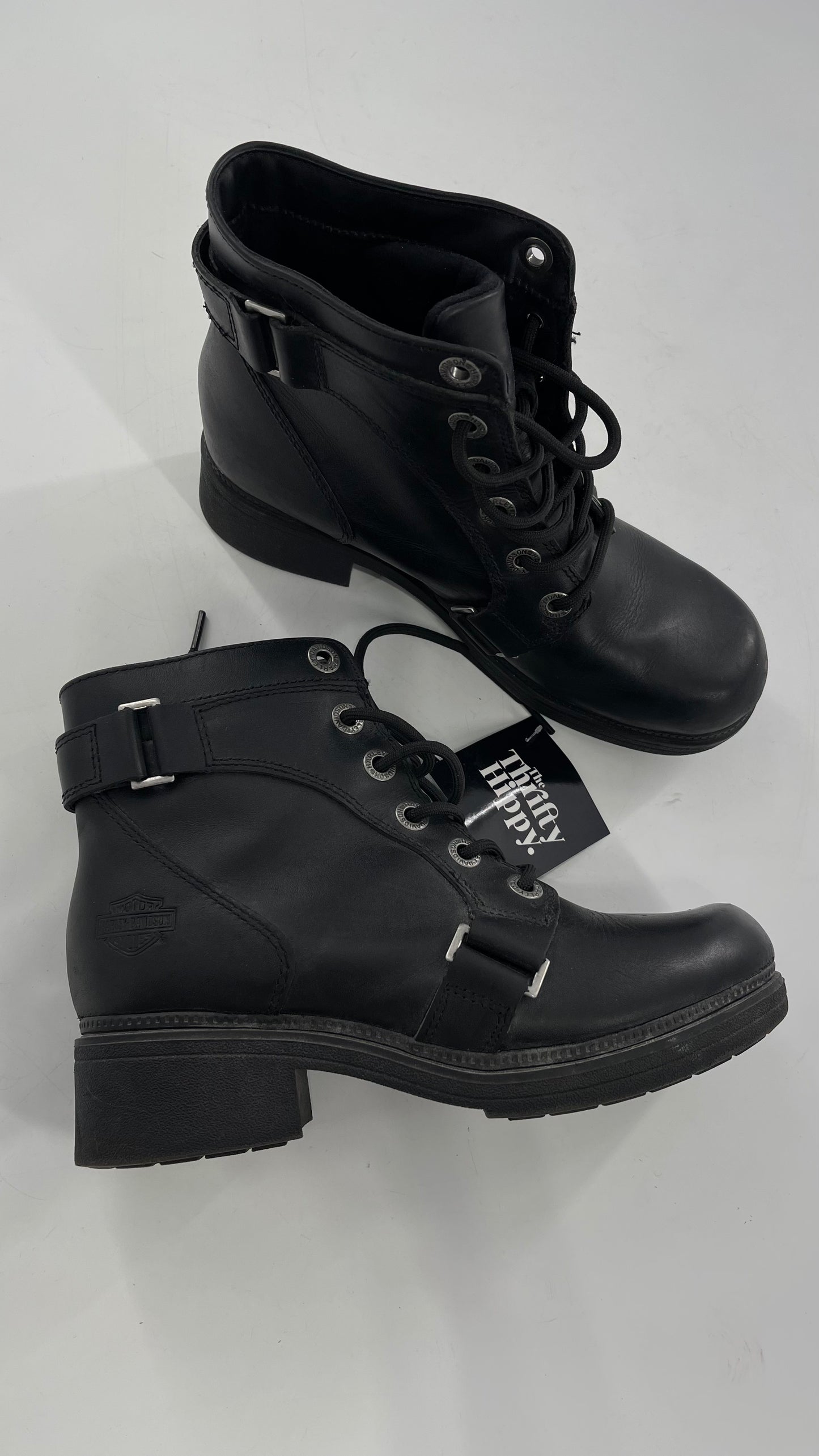 Harley Davidson Black Leather Combat Boots (8.5)