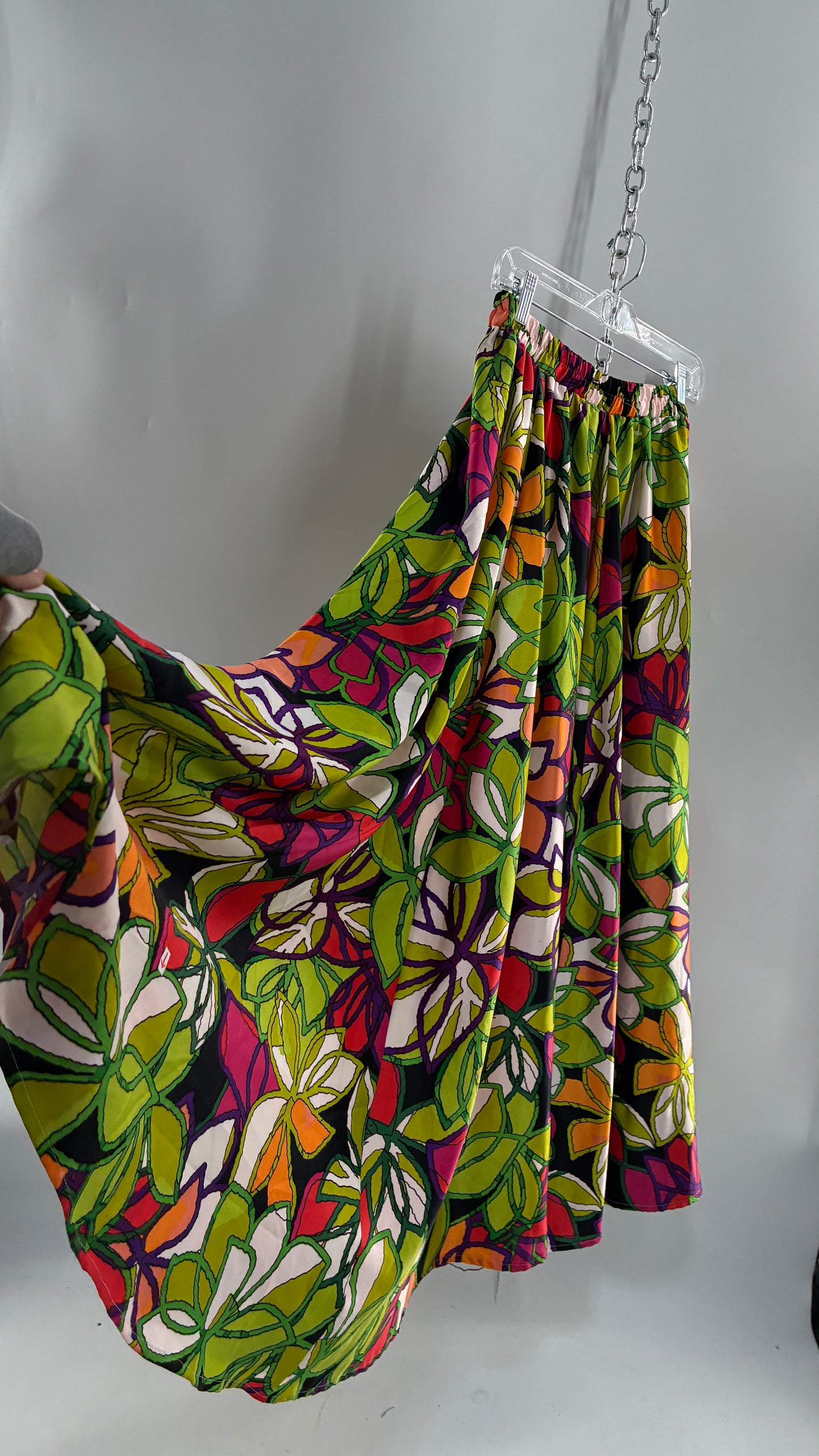 DEJA BLEU Tropical Vibrant Voluminous Maxi Skirt with Tags Attached (Large)