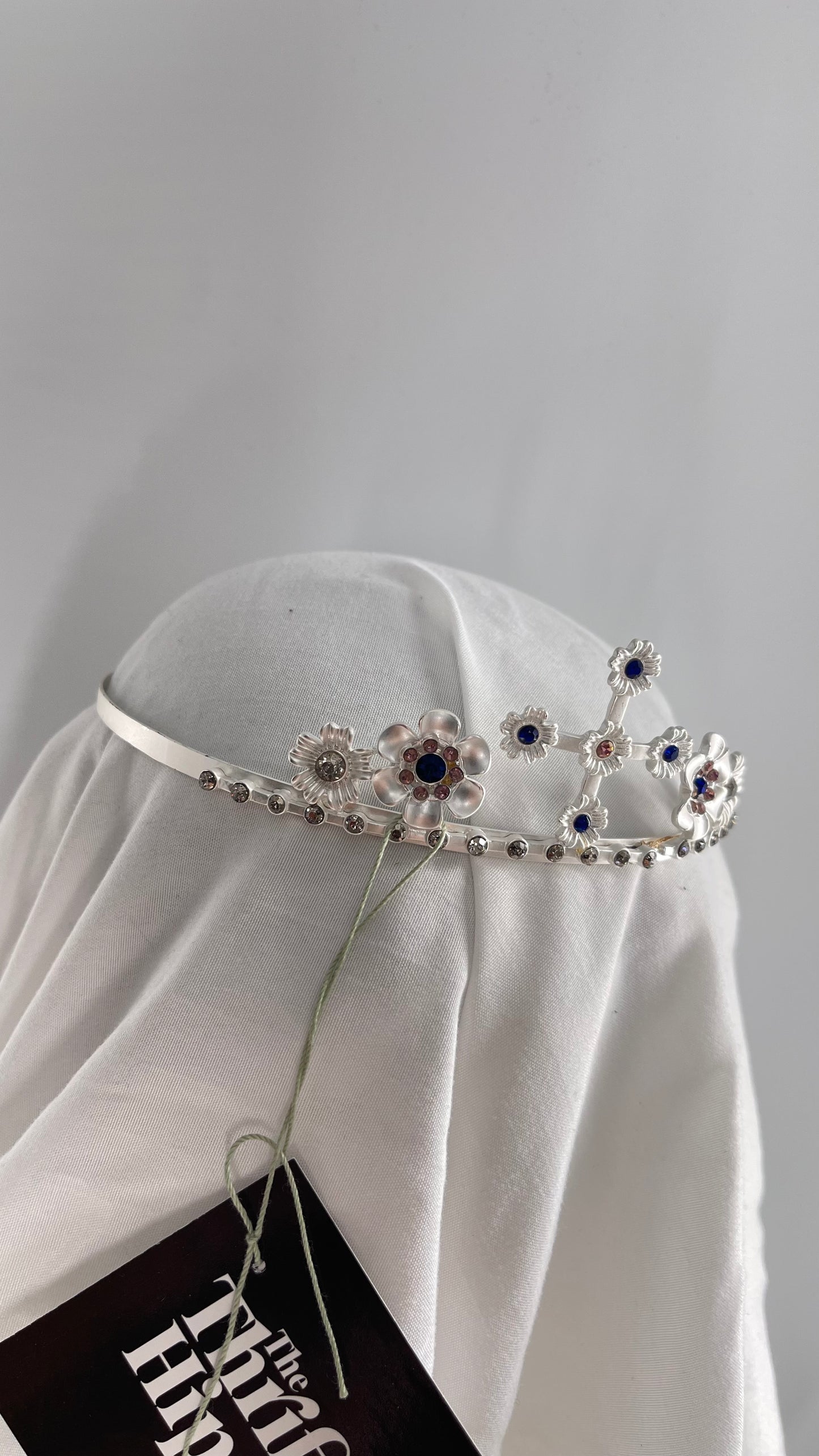 Free People Chrome Metal Silver Renaissance Tiara with Gemstones